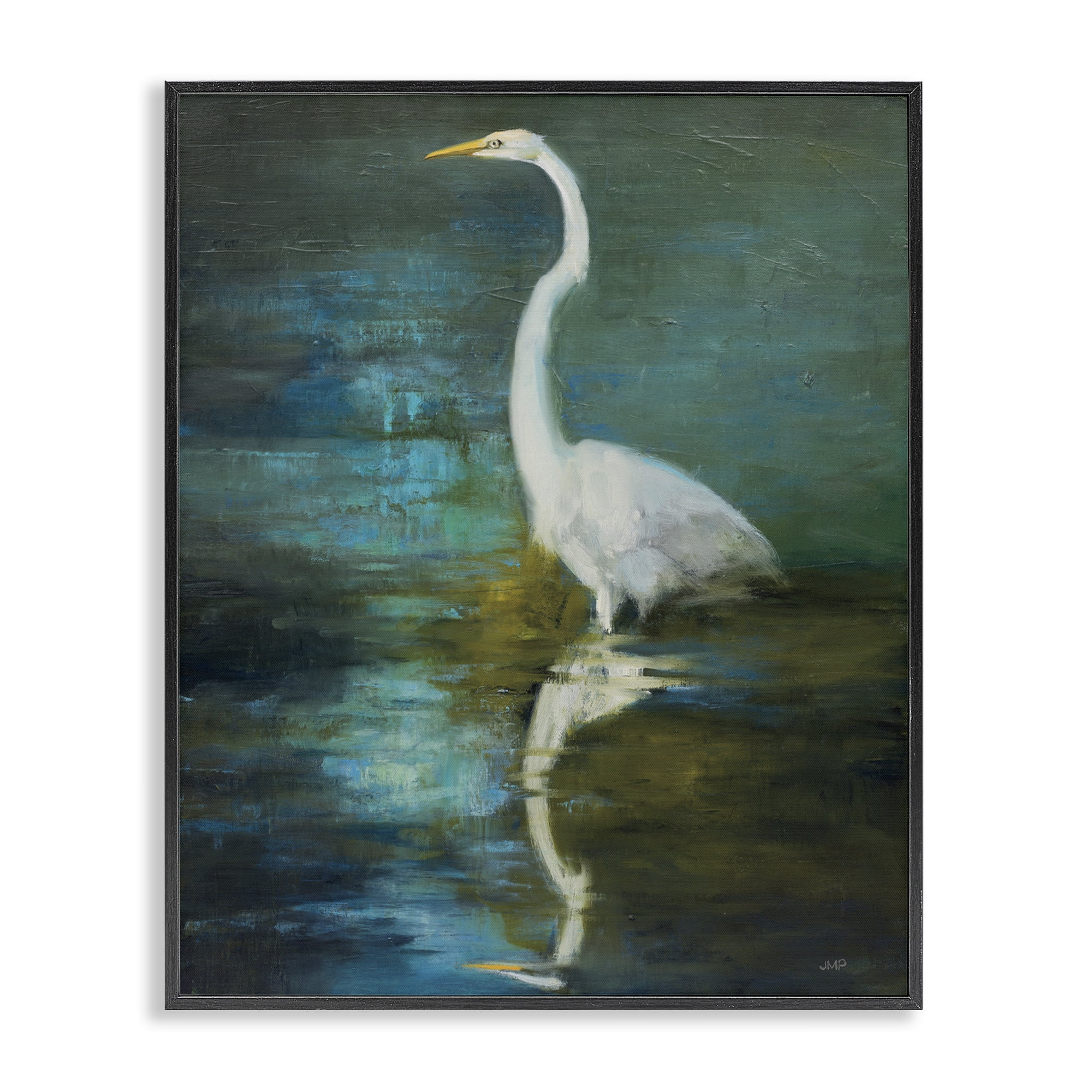Stupell Industries Nautical Bird Lake Reflection Animals & Insects Painting Black Framed Art Print Wall Art, 16 x 20