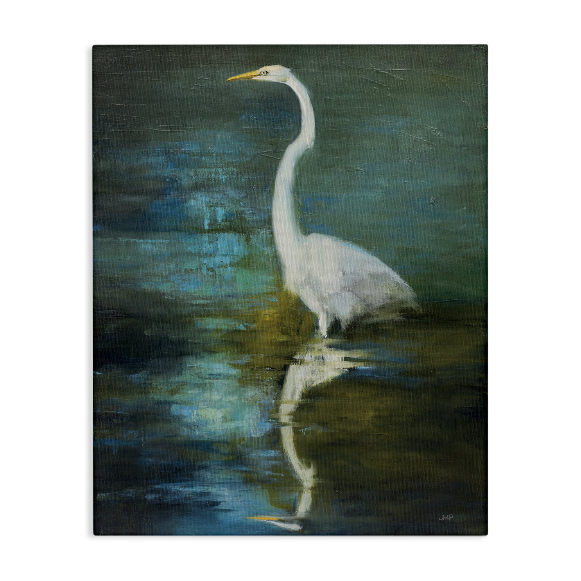 Stupell Industries Nautical Bird Lake Reflection Animals & Insects Painting Gallery Wrapped Canvas Art Print Wall Art, 16 x 20