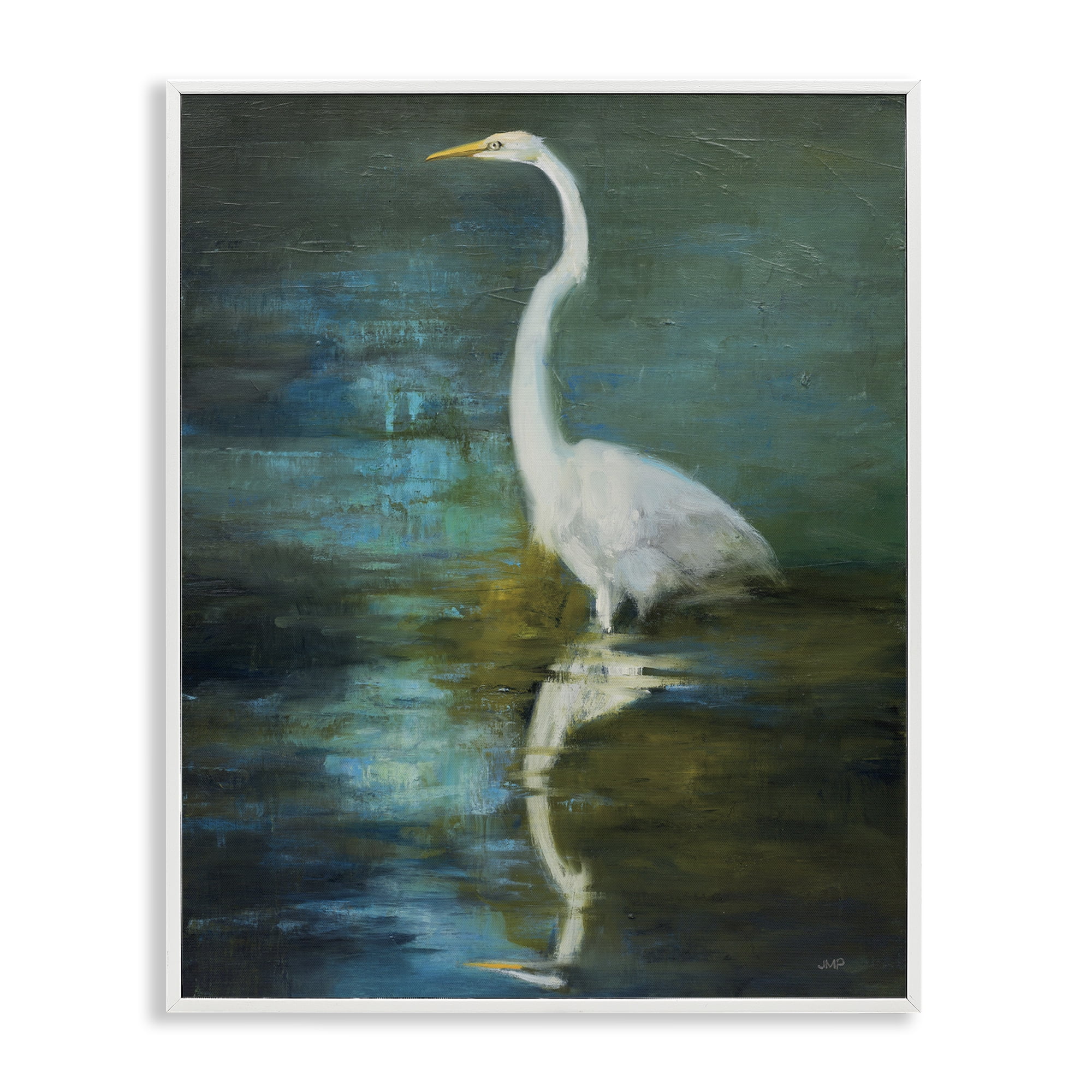 Stupell Industries Nautical Bird Lake Reflection Animals & Insects Painting White Framed Art Print Wall Art, 24 x 30
