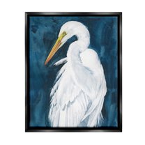 Stupell Industries Nautical Bird Portrait Animals & Insects Painting Black Floater Framed Canvas Art Print Wall Art, 17 x 21
