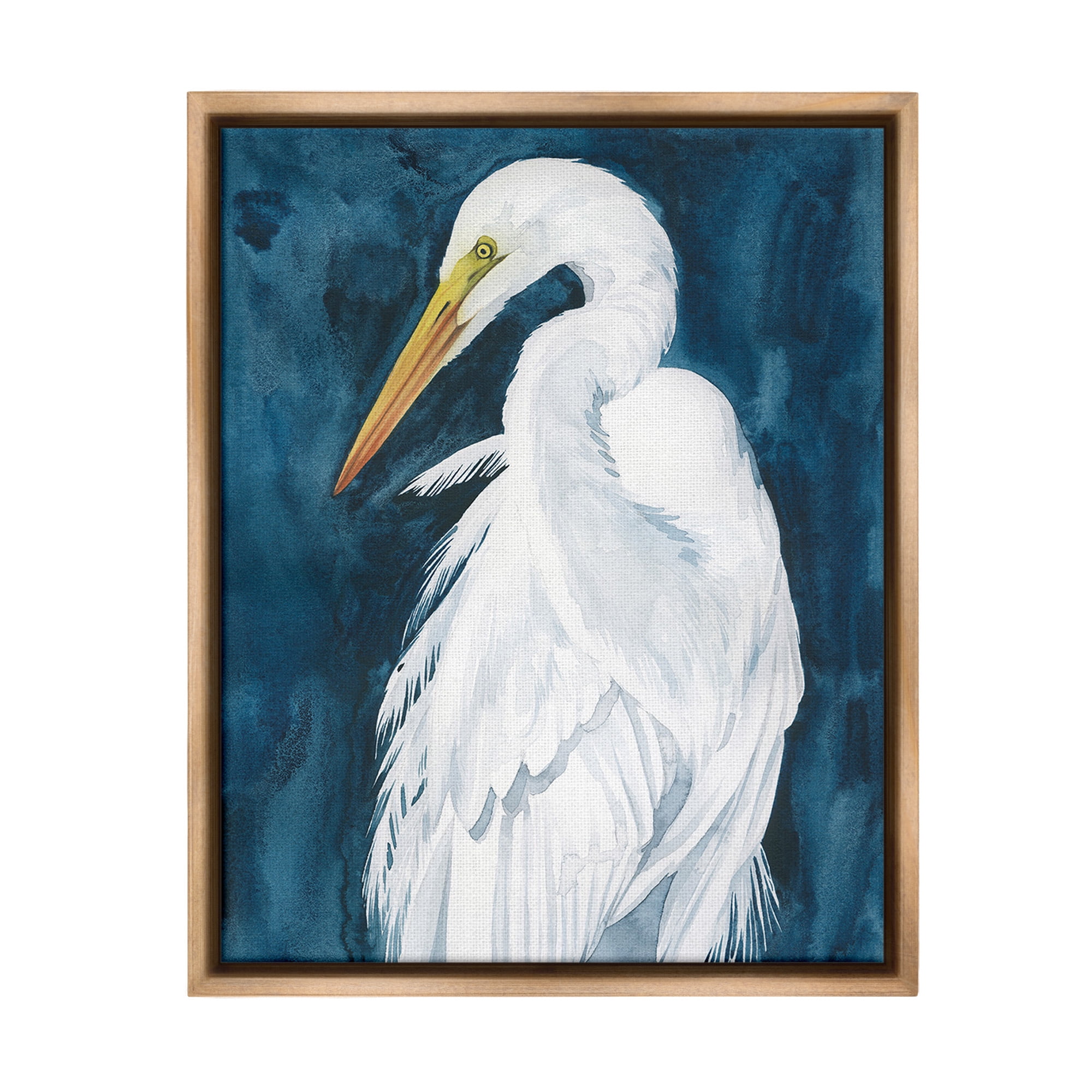 Stupell Industries Nautical Bird Portrait Animals & Insects Painting Brown Floater Framed Canvas Art Print Wall Art, 25 x 31