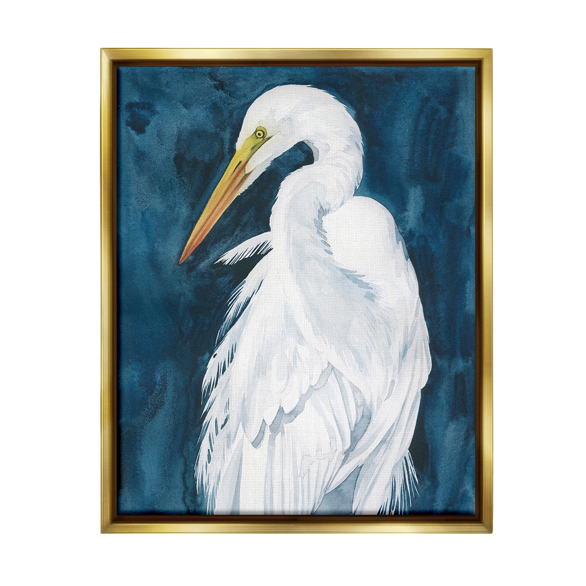 Stupell Industries Nautical Bird Portrait Animals & Insects Painting Gold Floater Framed Canvas Art Print Wall Art, 25 x 31
