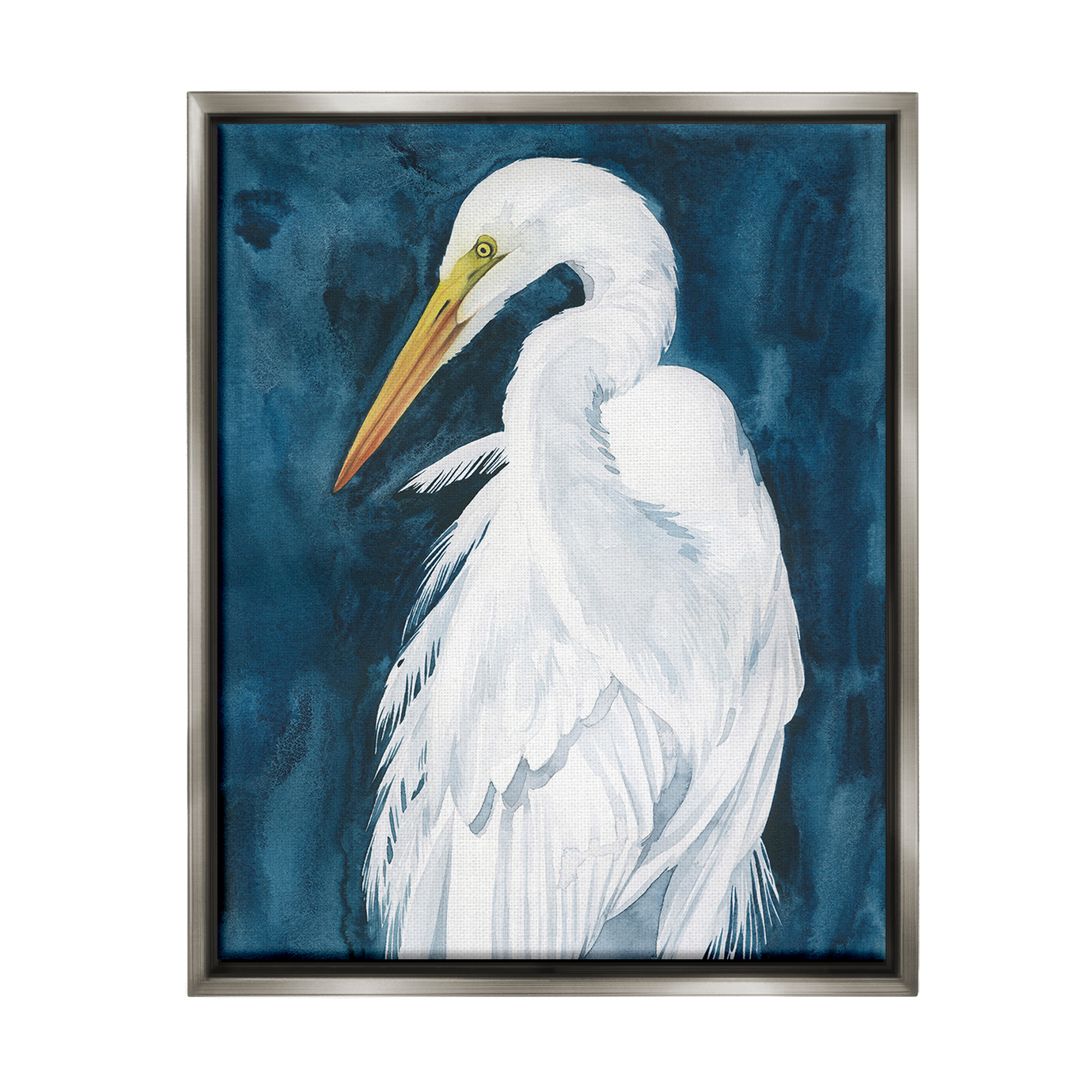 Stupell Industries Nautical Bird Portrait Animals & Insects Painting Gray Floater Framed Canvas Art Print Wall Art, 17 x 21