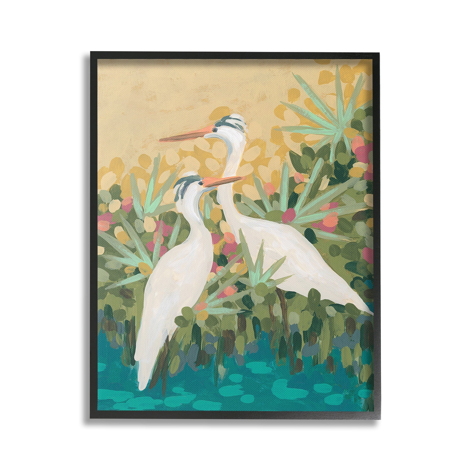 Stupell Industries Nautical Birds in River Animals & Insects Painting Black Framed Art Print Wall Art, 24 x 30