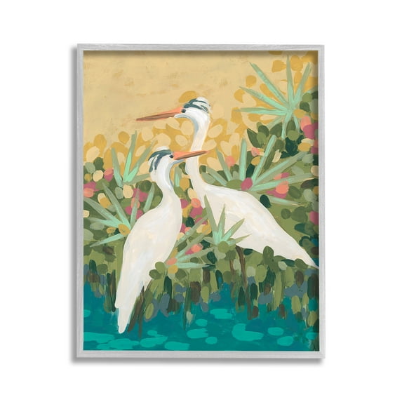 Stupell Industries Nautical Birds in River Animals & Insects Painting Gray Framed Art Print Wall Art, 11 x 14