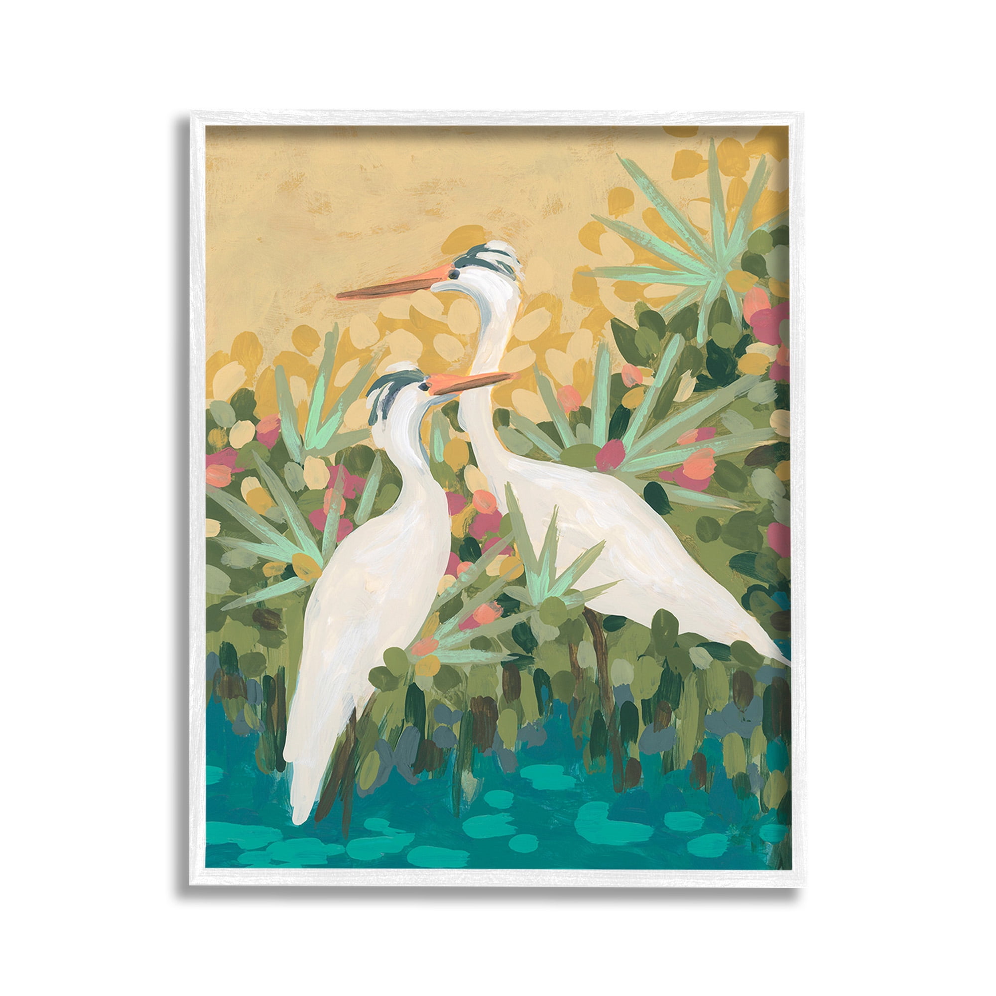 Stupell Industries Nautical Birds in River Animals & Insects Painting White Framed Art Print Wall Art, 11 x 14