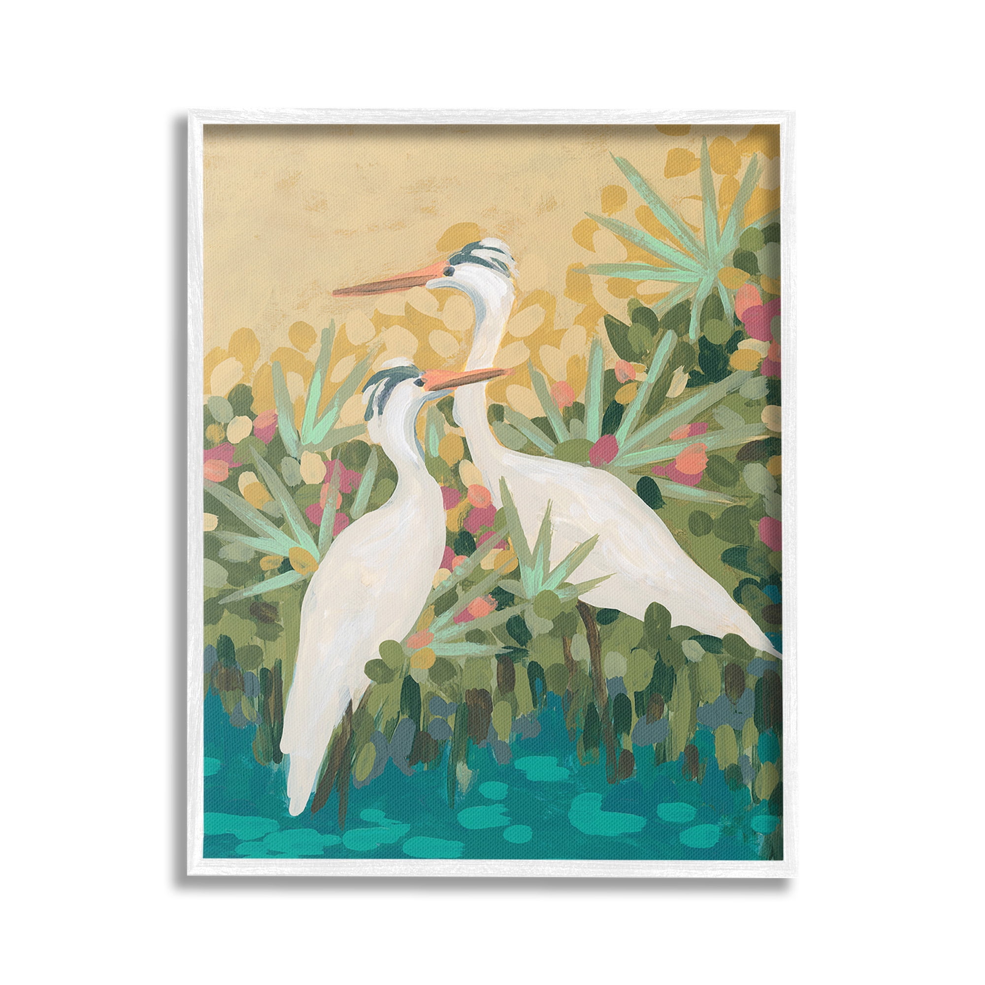 Stupell Industries Nautical Birds in River Animals & Insects Painting White Framed Art Print Wall Art, 16 x 20