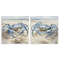 Stupell Industries Nautical Blue Crabs Beach Animals Painting Wrapped Canvas Art Print Wall Art, 17 x 17, Set of 2