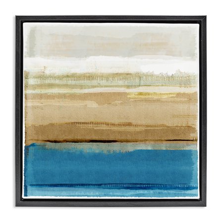 Stupell Industries Nautical Blue Daze Abstract Painting Black Floater Framed Canvas Art Print Wall Art, 18 x 18
