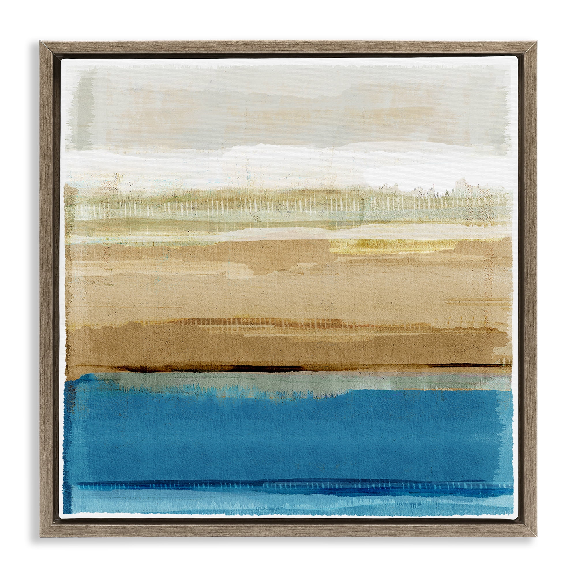 Stupell Industries Nautical Blue Daze Abstract Painting Brown Floater Framed Canvas Art Print Wall Art, 18 x 18