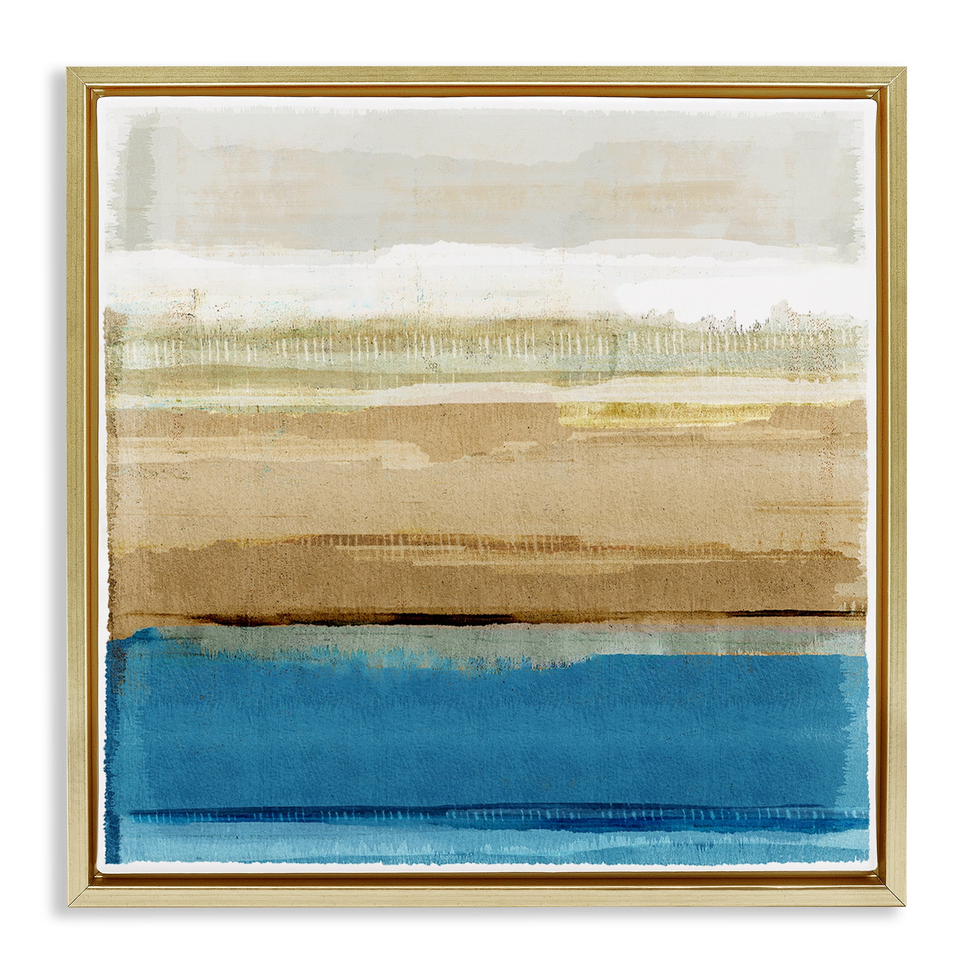 Stupell Industries Nautical Blue Daze Abstract Painting Gold Floater Framed Canvas Art Print Wall Art, 18 x 18