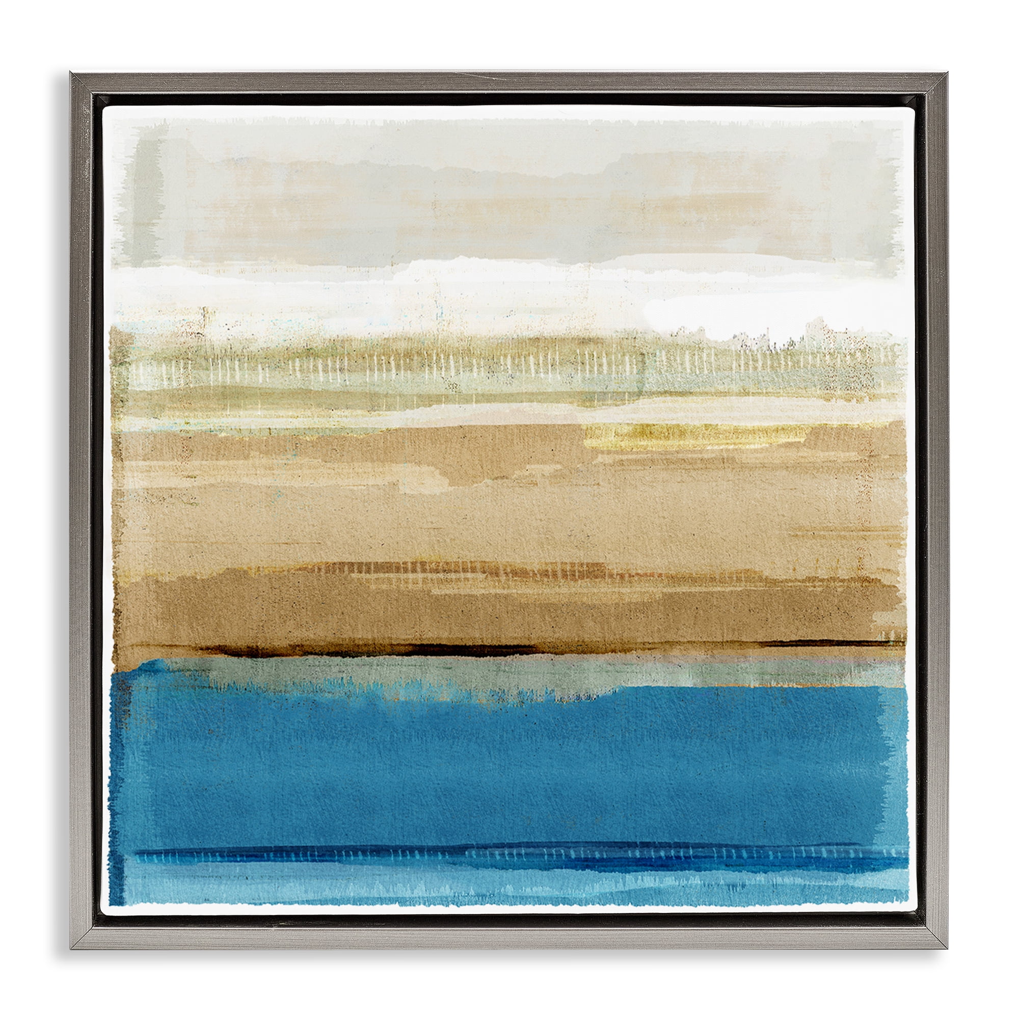 Stupell Industries Nautical Blue Daze Abstract Painting Gray Floater Framed Canvas Art Print Wall Art, 18 x 18