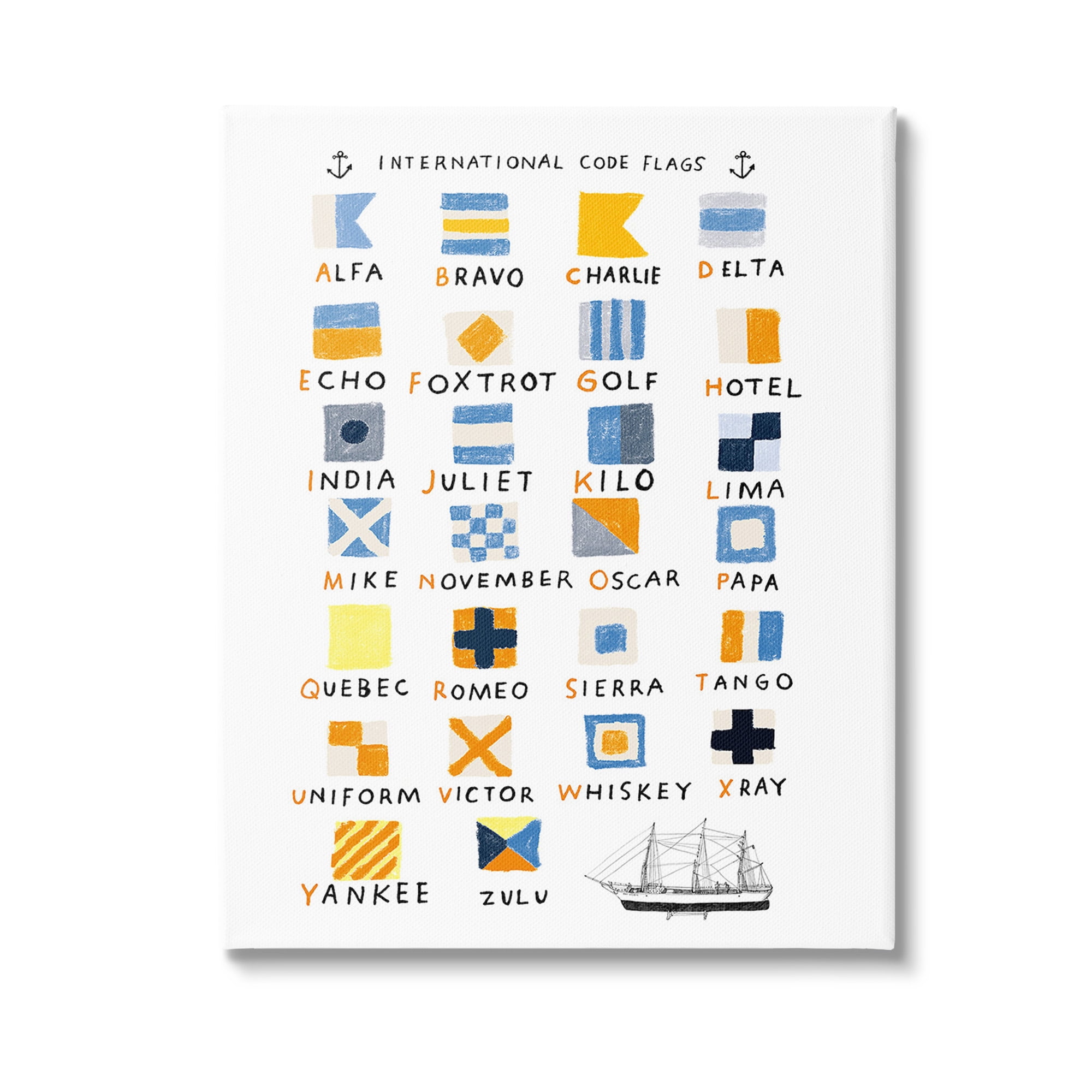 Stupell Industries Nautical Boat Flags Typography Painting Gallery Wrapped Canvas Art Print Wall Art, 16 x 20