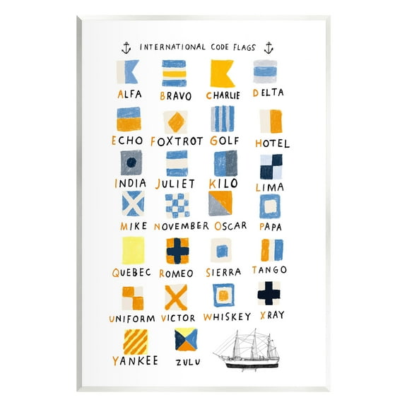 Stupell Industries Nautical Boat Flags Typography Painting Unframed Art Print Wall Art, 10 x 15