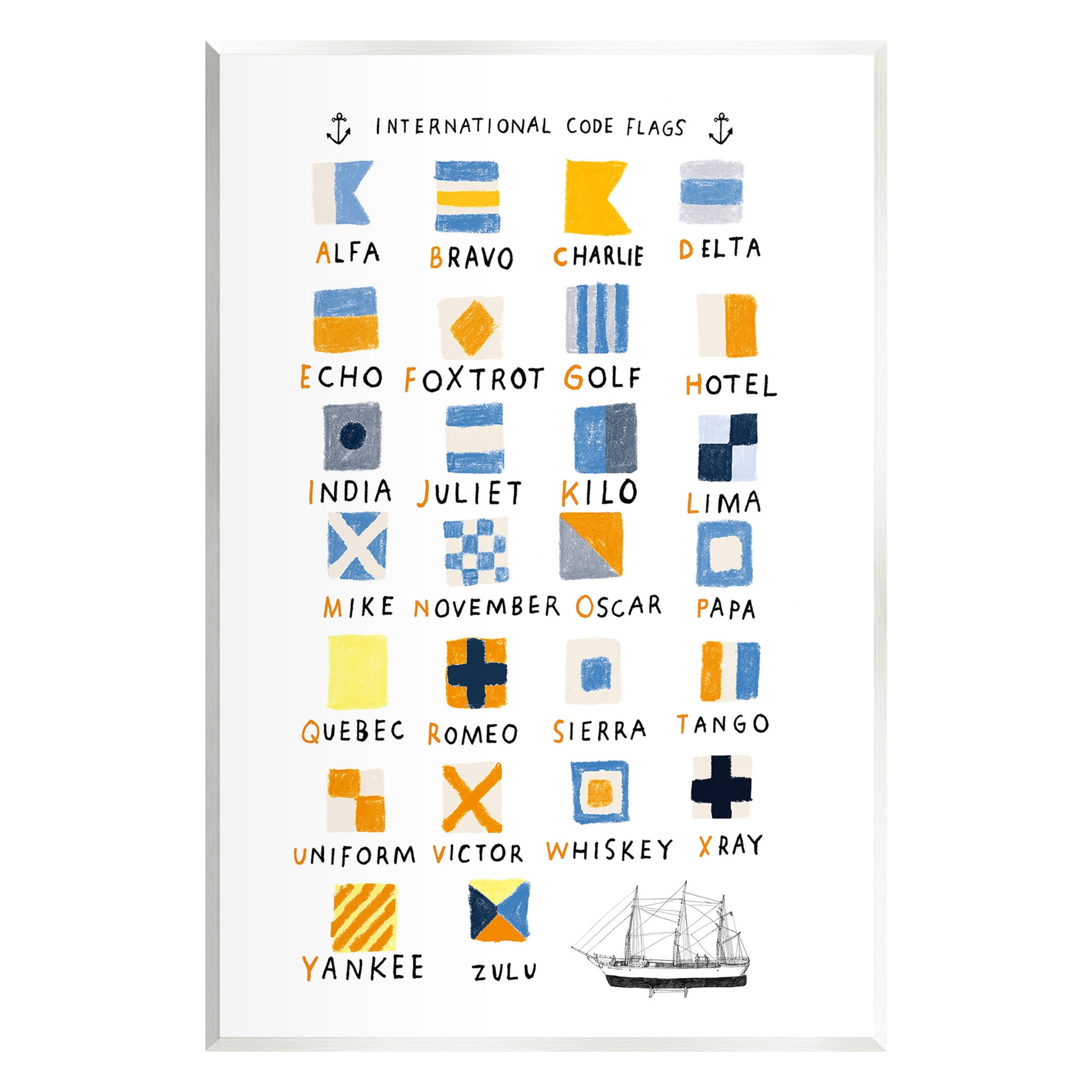 Stupell Industries Nautical Boat Flags Typography Painting Unframed Art Print Wall Art, 13 x 19