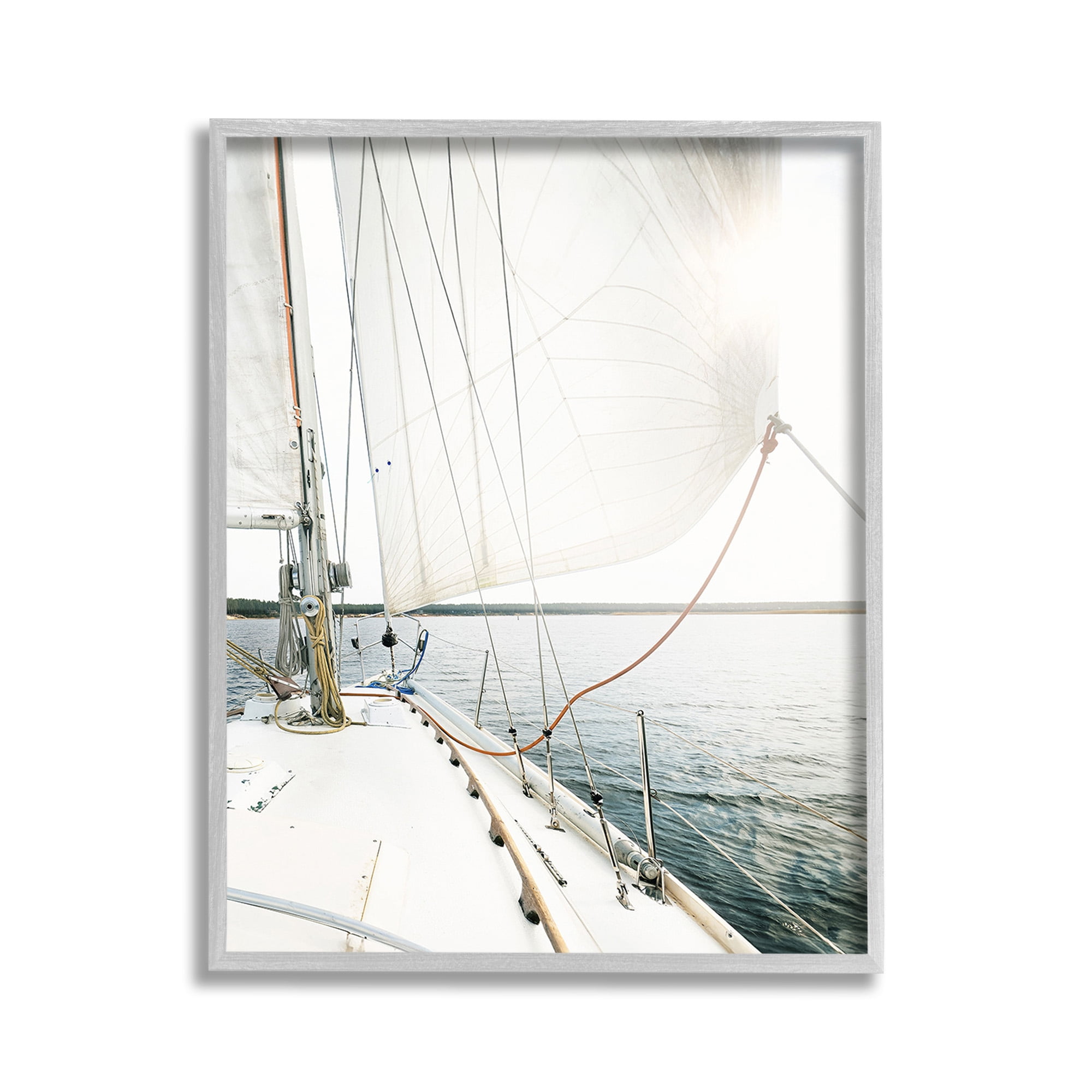 Stupell Industries Nautical Boat Mast View Transportation Photography Gray Framed Art Print Wall Art, 11 x 14