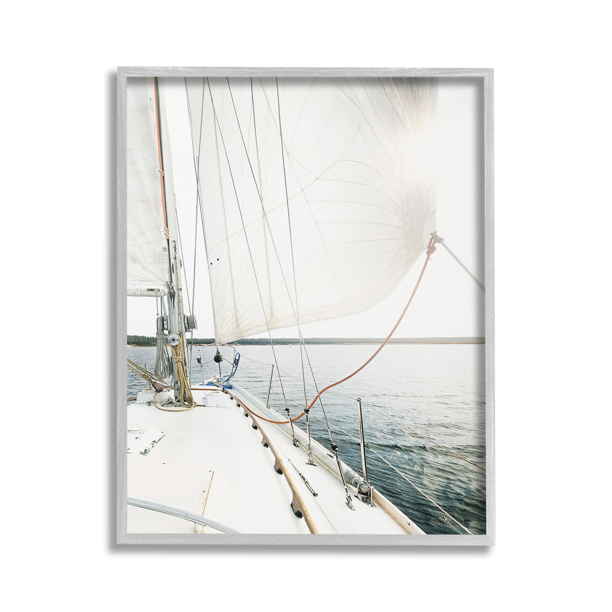 Stupell Industries Nautical Boat Mast View Transportation Photography Gray Framed Art Print Wall Art, 16 x 20