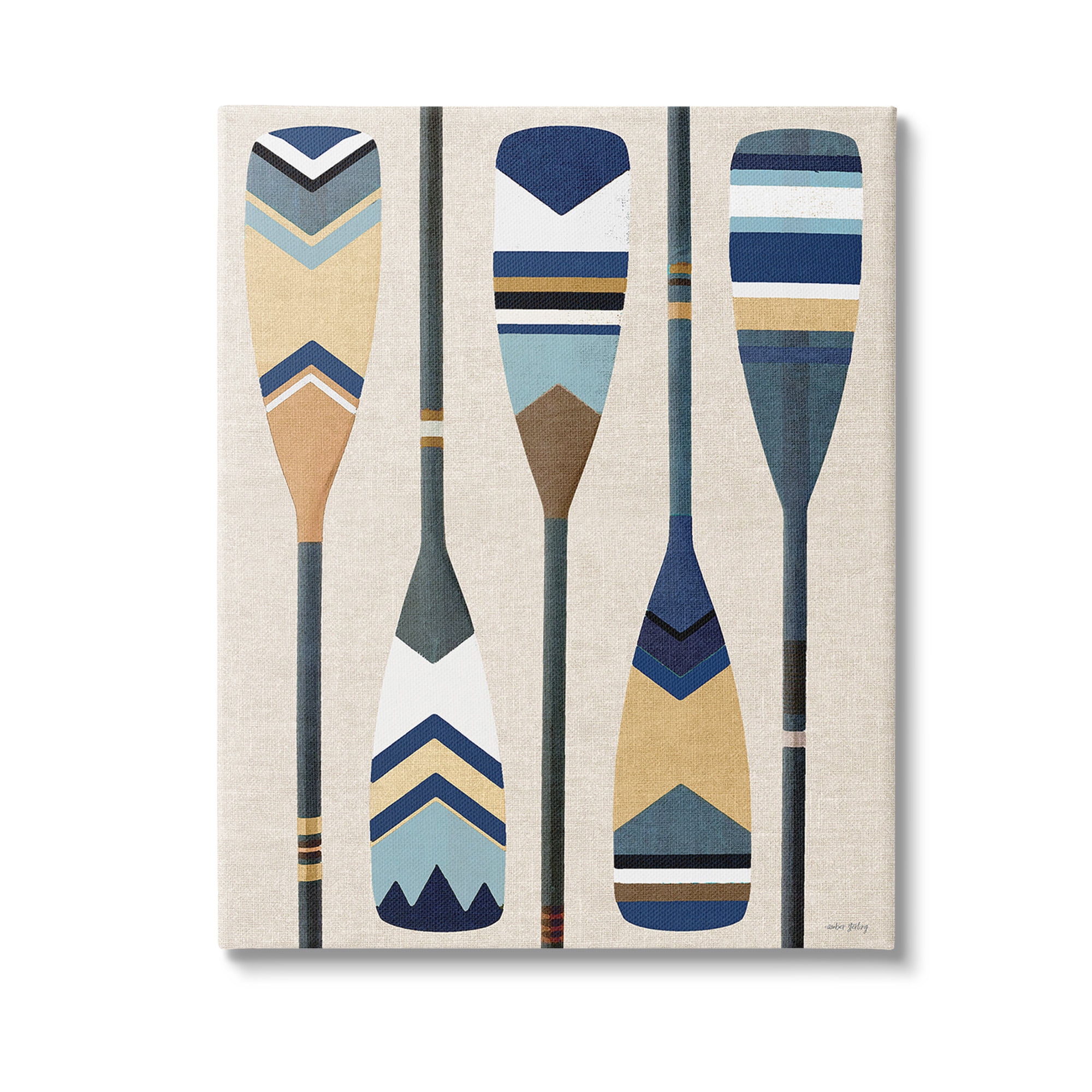 Stupell Industries Nautical Boat Oars Nature Painting Gallery Wrapped Canvas Art Print Wall Art, 30 x 40