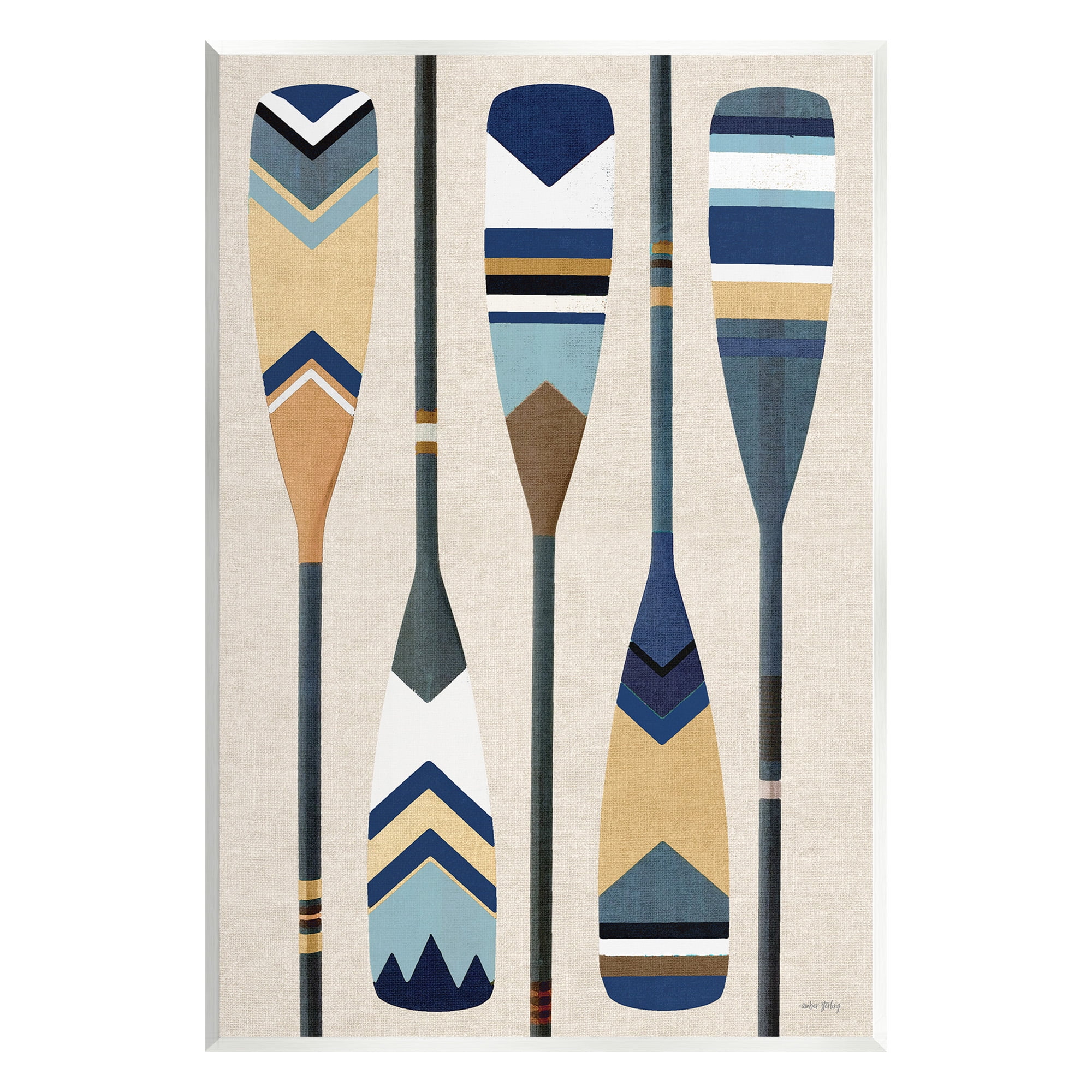 Stupell Industries Nautical Boat Oars Nature Painting Unframed Art Print Wall Art, 13 x 19