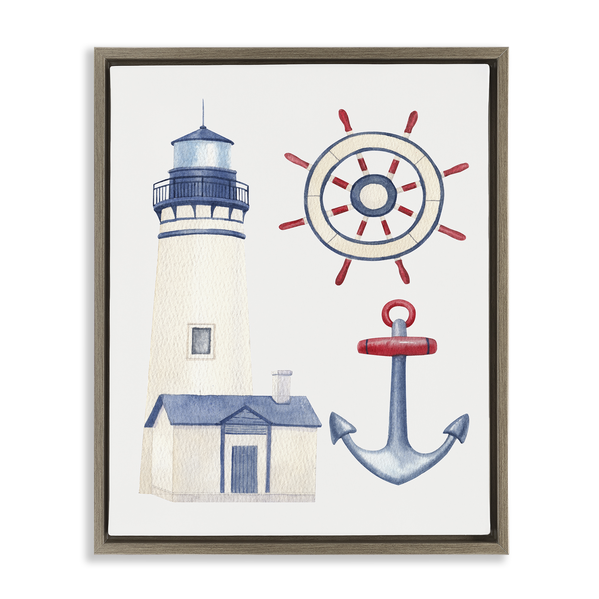 Stupell Industries Nautical & Boating Gear Nautical & Beach Painting Brown Floater Framed Canvas Art Print Wall Art, 25 x 31