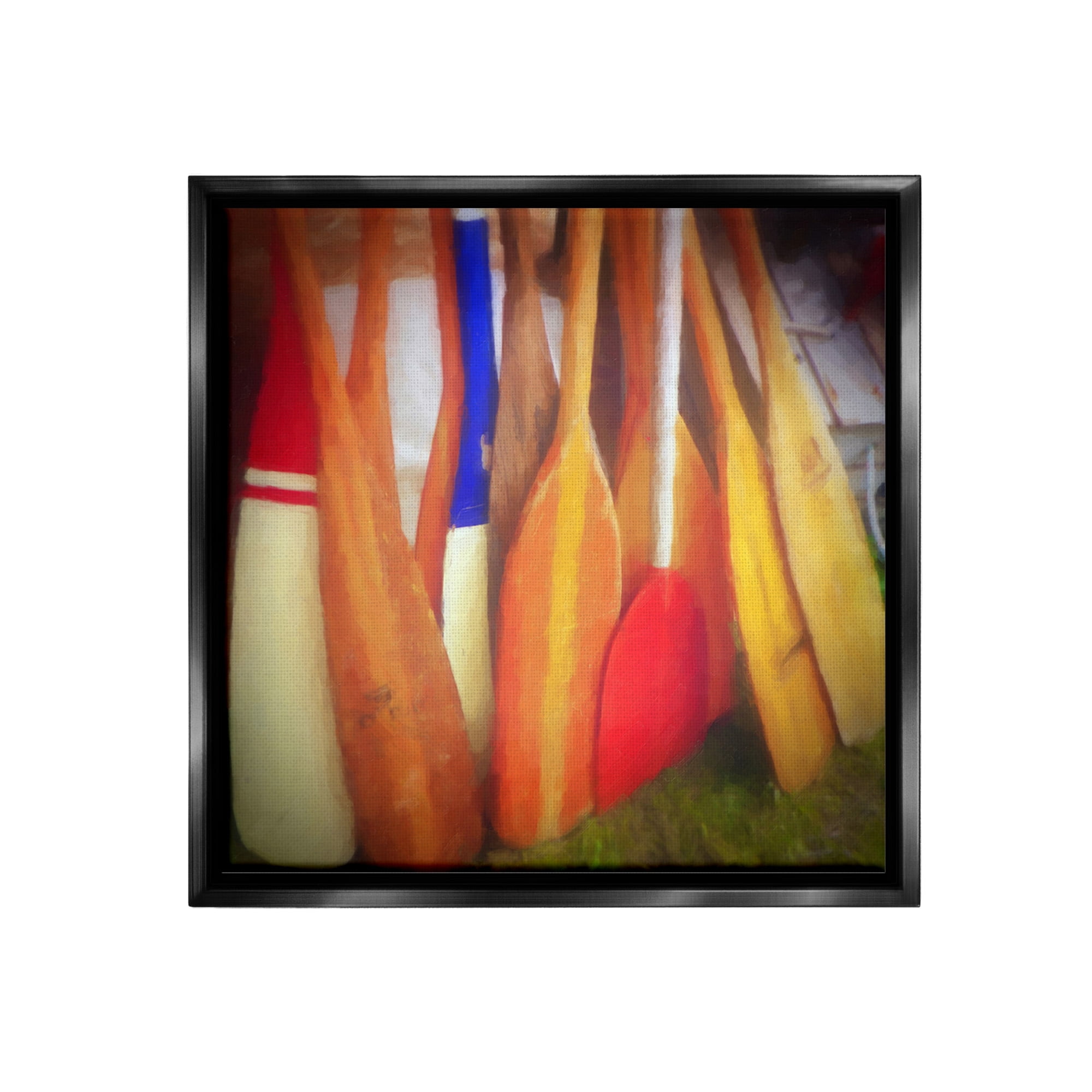 Stupell Industries Nautical Boating Oars Abstract Painting Black Floater Framed Canvas Art Print Wall Art, 18 x 18