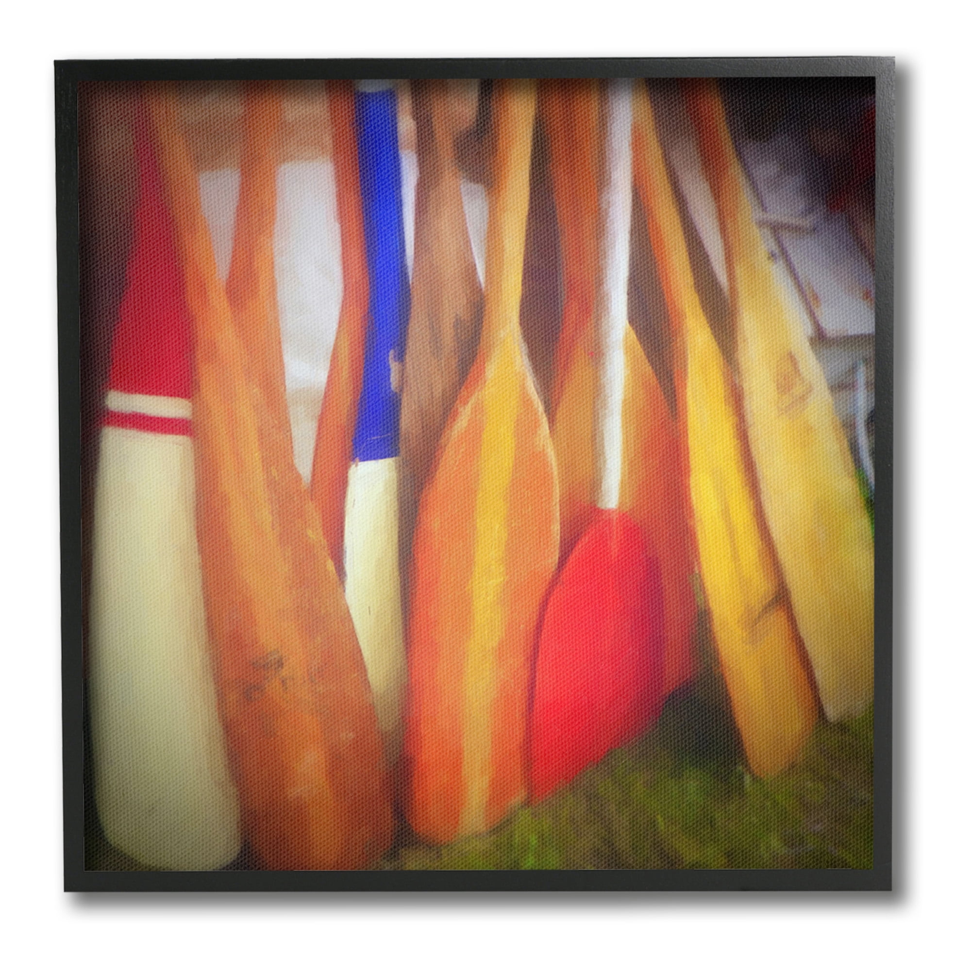 Stupell Industries Nautical Boating Oars Abstract Painting Black Framed Art Print Wall Art, 17 x 17