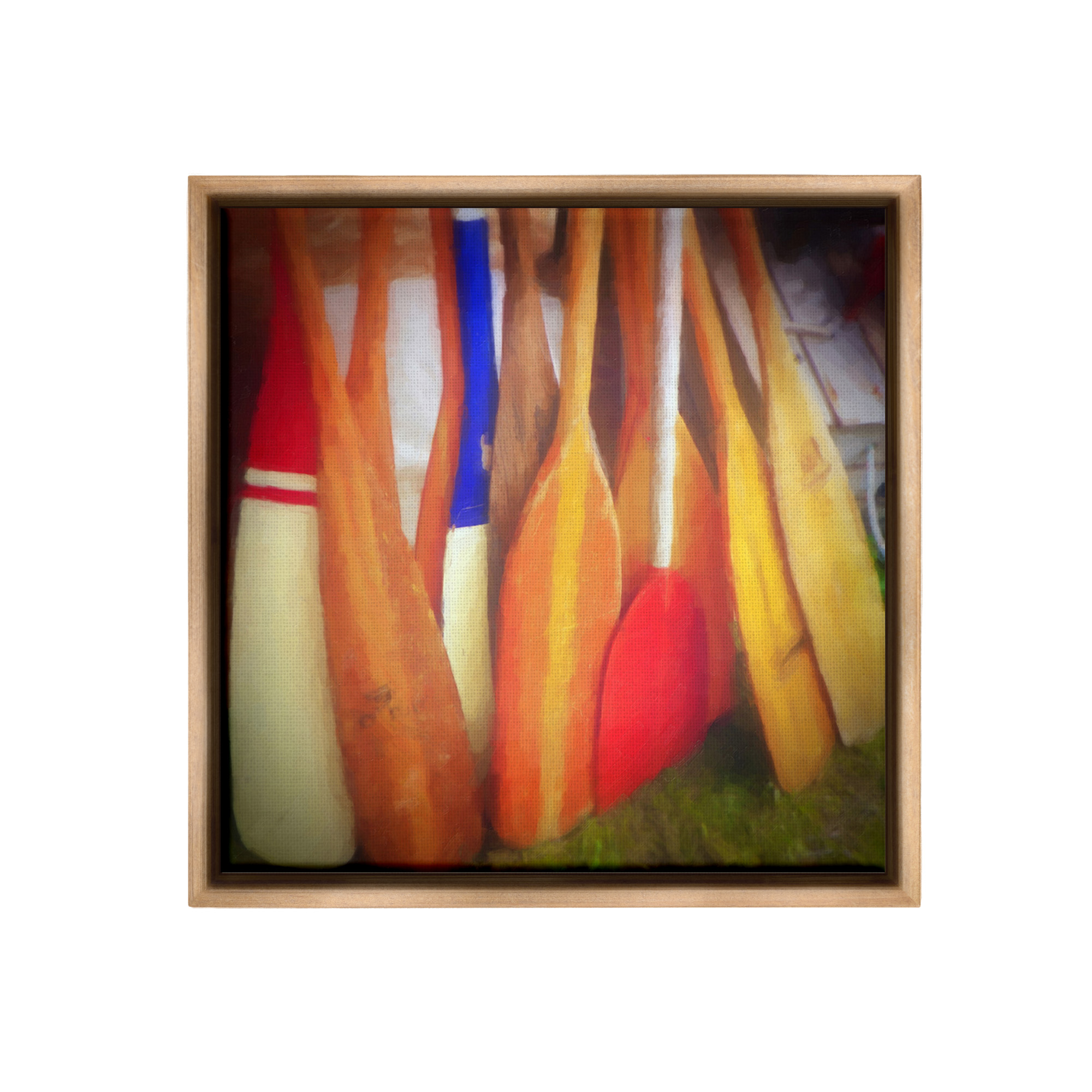 Stupell Industries Nautical Boating Oars Abstract Painting Brown Floater Framed Canvas Art Print Wall Art, 25 x 25