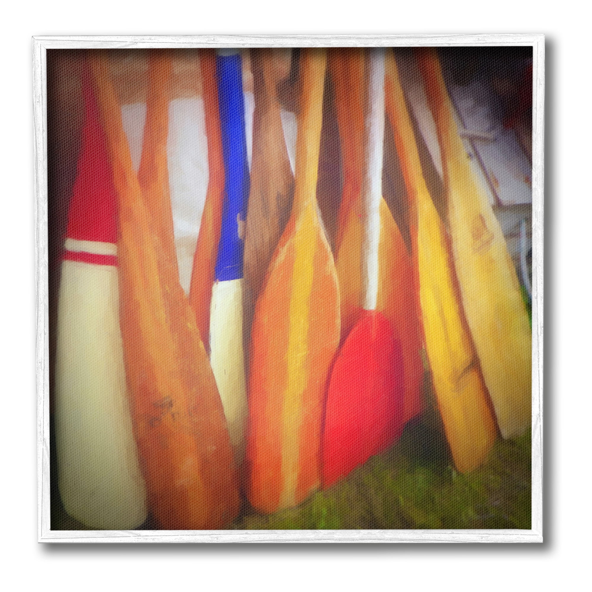 Stupell Industries Nautical Boating Oars Abstract Painting White Framed Art Print Wall Art, 17 x 17