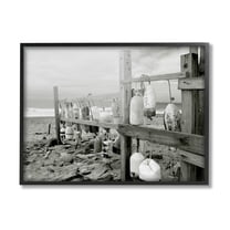 Stupell Industries Nautical Buoys Landscape Landscape Photography Black Framed Art Print Wall Art, 14 x 11