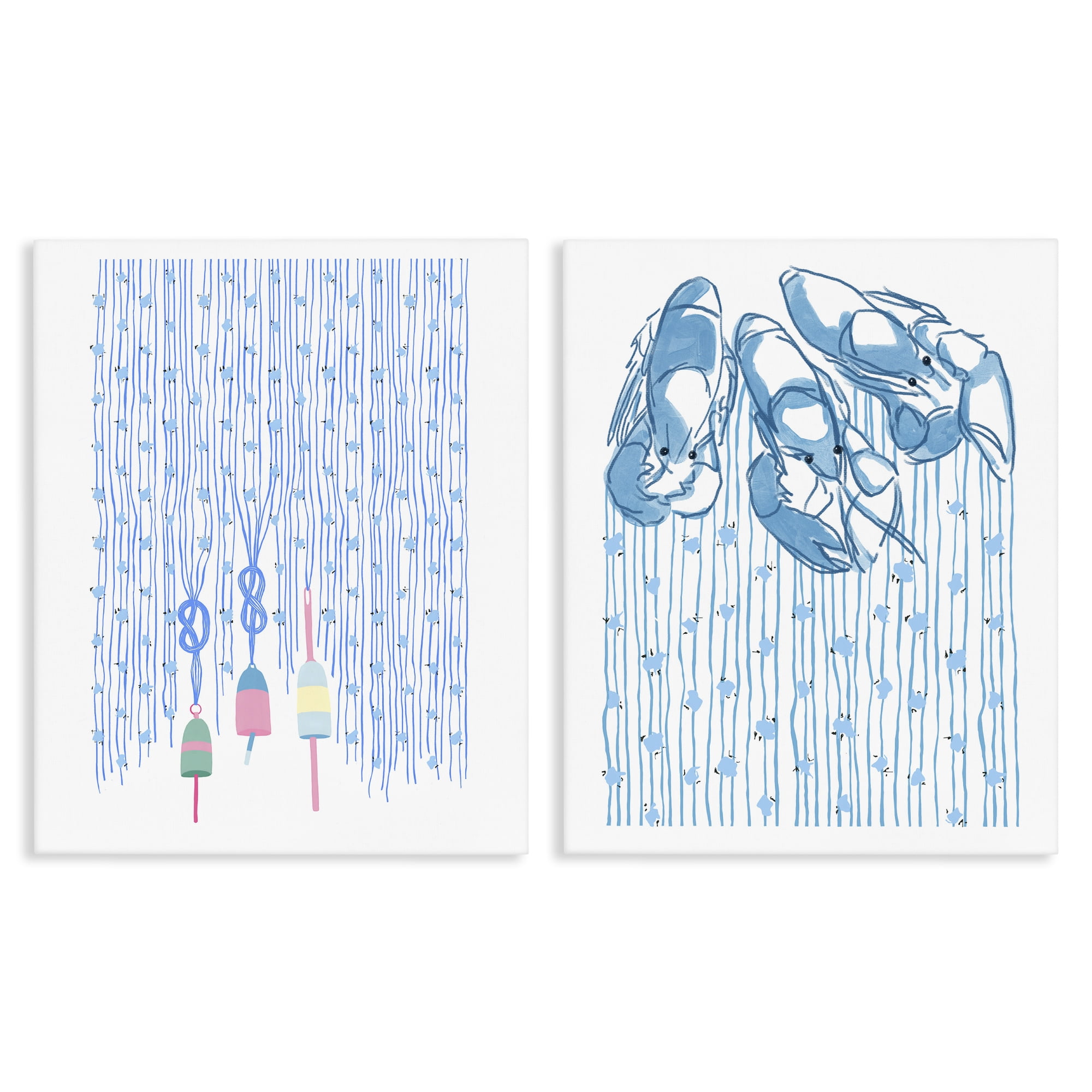 Stupell Industries Nautical Buoys & Lobsters 2 Piece Canvas Wall Art Set, design by Melissa Tilley