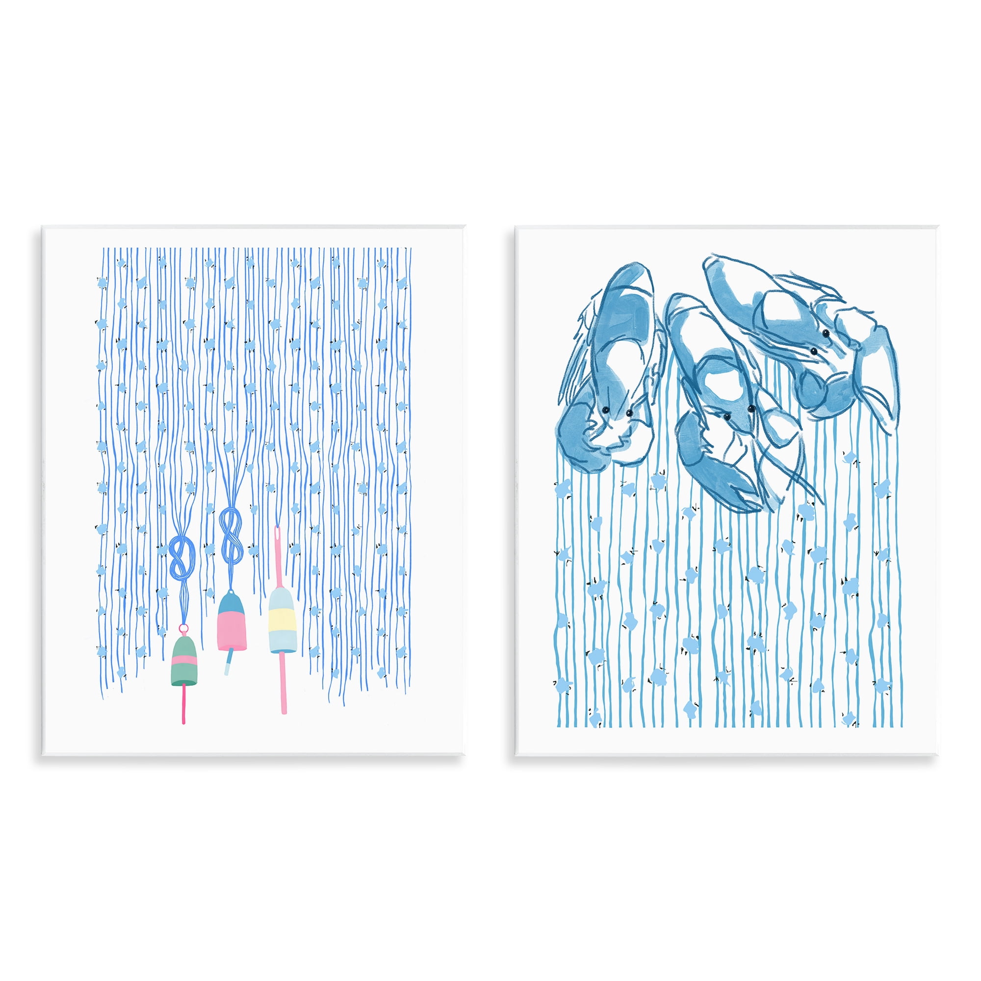 Stupell Industries Nautical Buoys & Lobsters 2 Piece Wall Plaque Art Set, design by Melissa Tilley