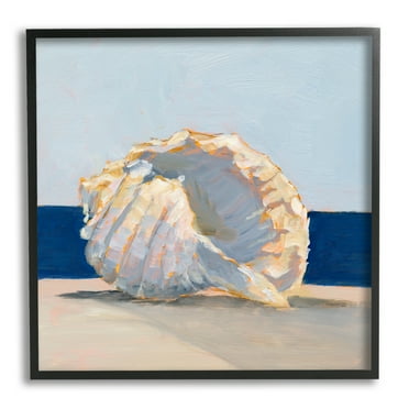 Stupell Industries Nautical Conch Painting Animals & Insects Painting Black Framed Art Print Wall Art, 12 x 12