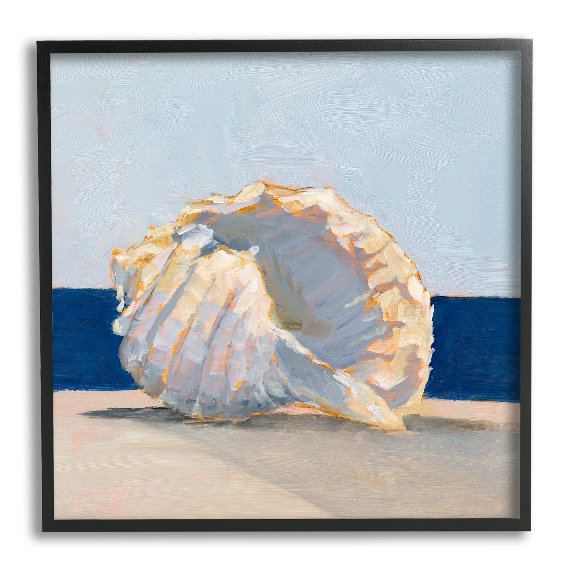 Stupell Industries Nautical Conch Painting Animals & Insects Painting Black Framed Art Print Wall Art, 24 x 24