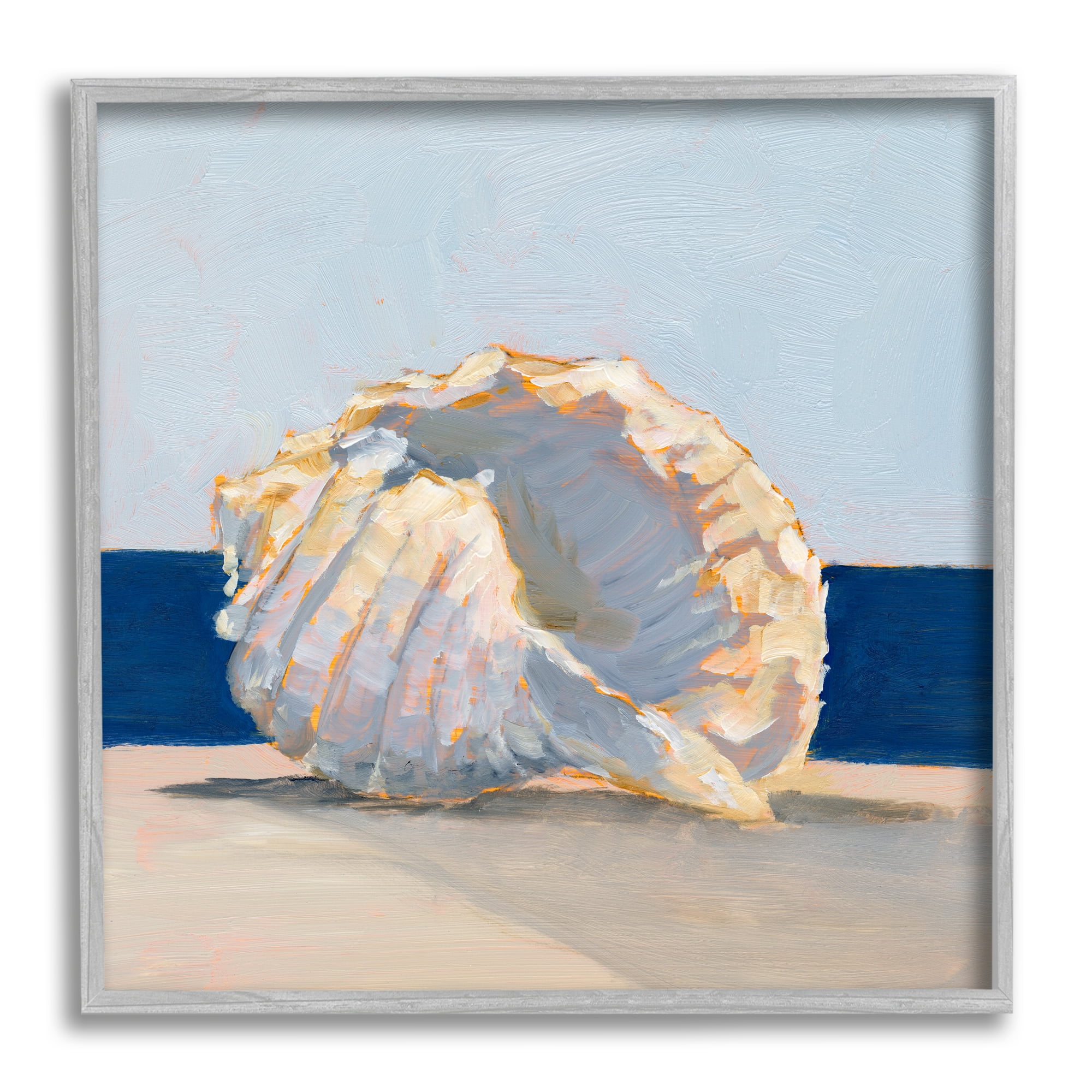 Stupell Industries Nautical Conch Painting Animals & Insects Painting Gray Framed Art Print Wall Art, 24 x 24
