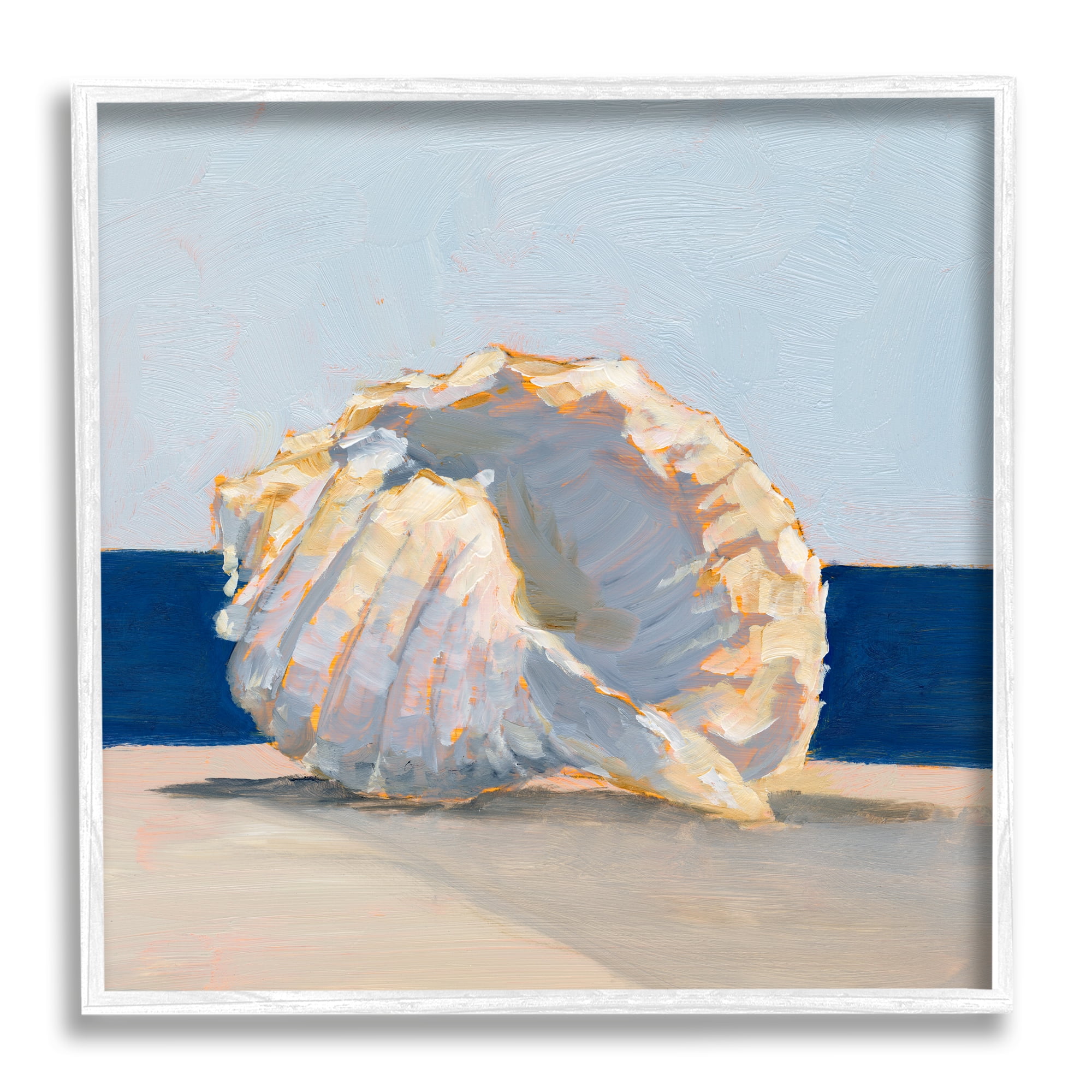 Stupell Industries Nautical Conch Painting Animals & Insects Painting White Framed Art Print Wall Art, 17 x 17
