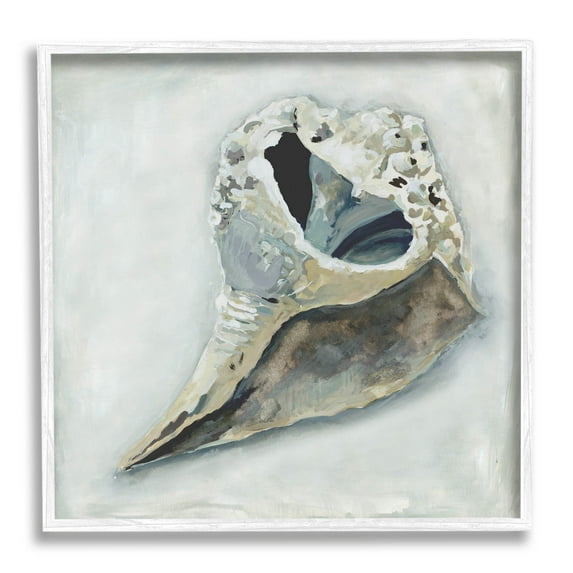 Stupell Industries Nautical Conch Seashell Painting White Framed Art Print Wall Art, Design by Erica Christopher
