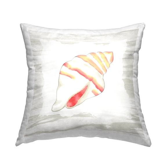 Stupell Industries Nautical Conch Shell Square Decorative Printed Throw Pillow, 18 x 18