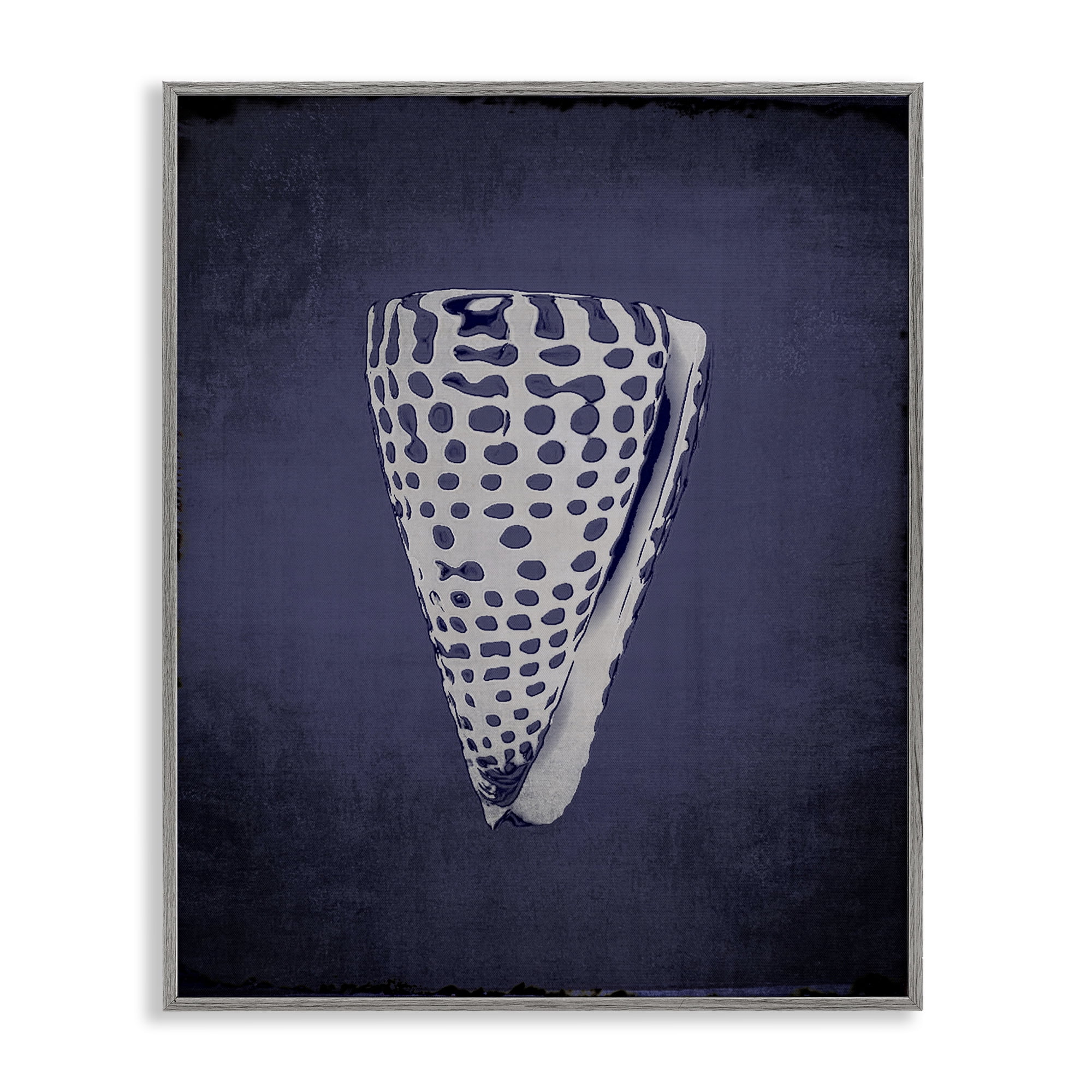 Stupell Industries Nautical Cone Shell Nautical & Beach Painting Gray Framed Art Print Wall Art, 11 x 14