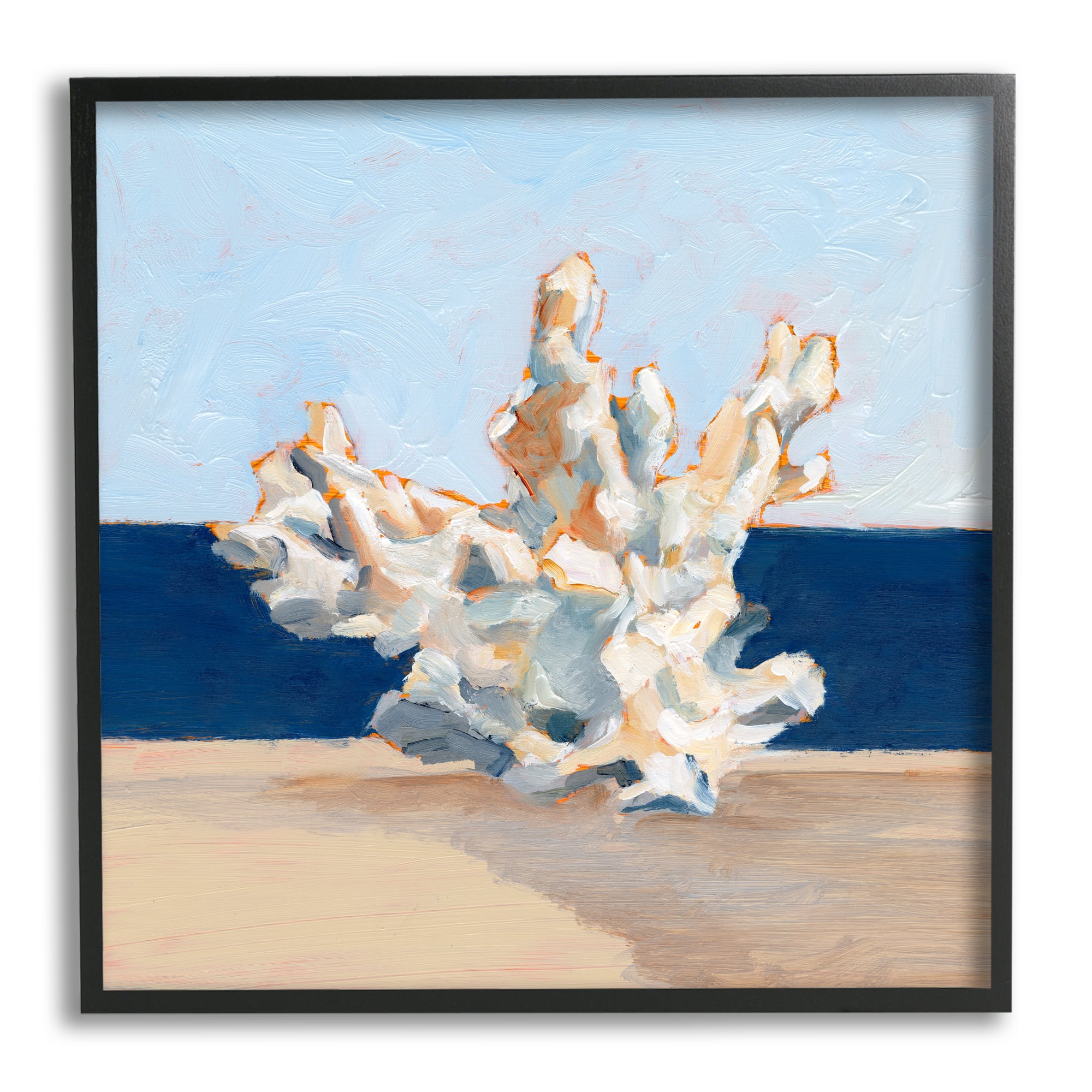 Stupell Industries Nautical Coral Painting Animals & Insects Painting Black Framed Art Print Wall Art, 24 x 24