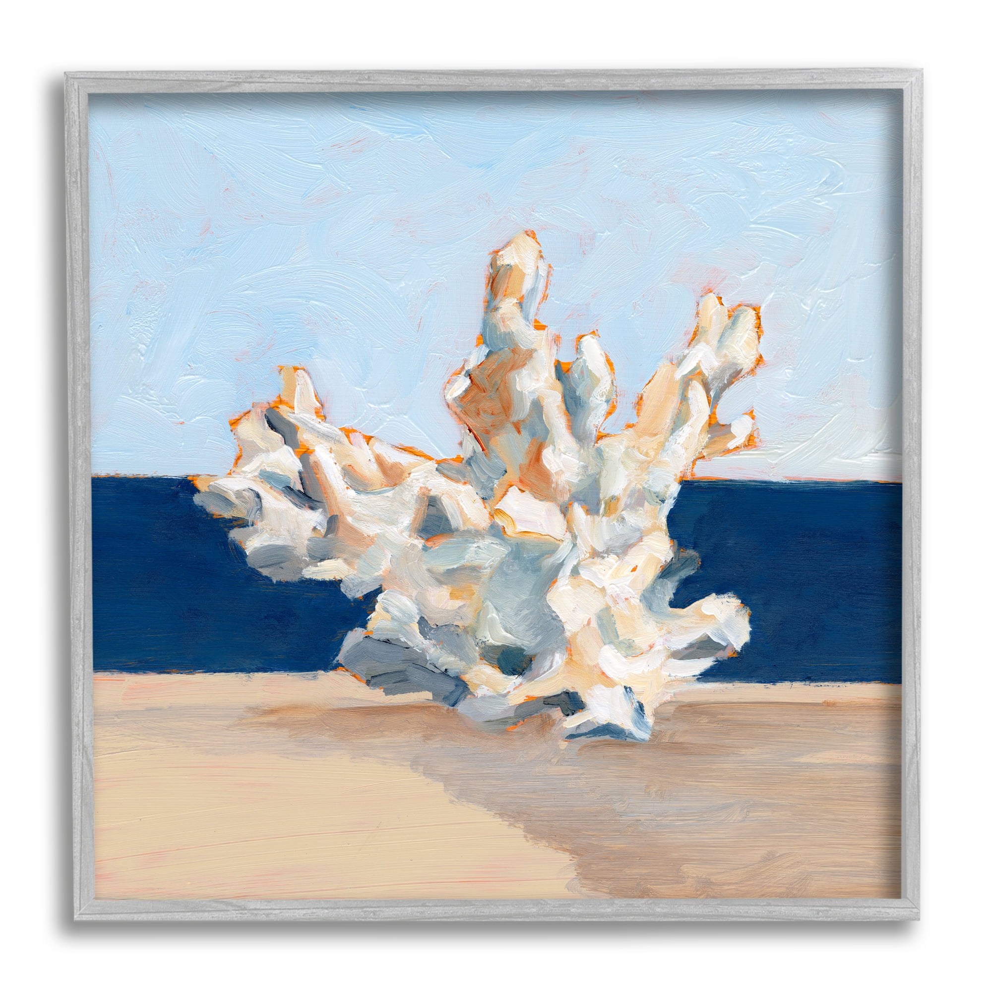 Stupell Industries Nautical Coral Painting Animals & Insects Painting Gray Framed Art Print Wall Art, 12 x 12