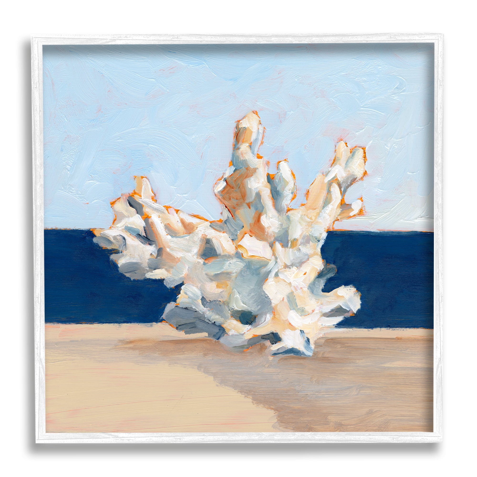Stupell Industries Nautical Coral Painting Animals & Insects Painting White Framed Art Print Wall Art, 24 x 24