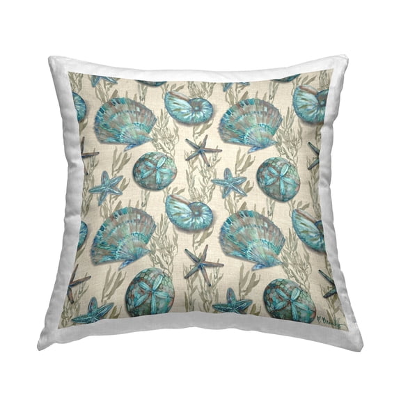 Stupell Industries Nautical Coral Sea Shells Pattern Printed Throw Pillow Design by Paul Brent