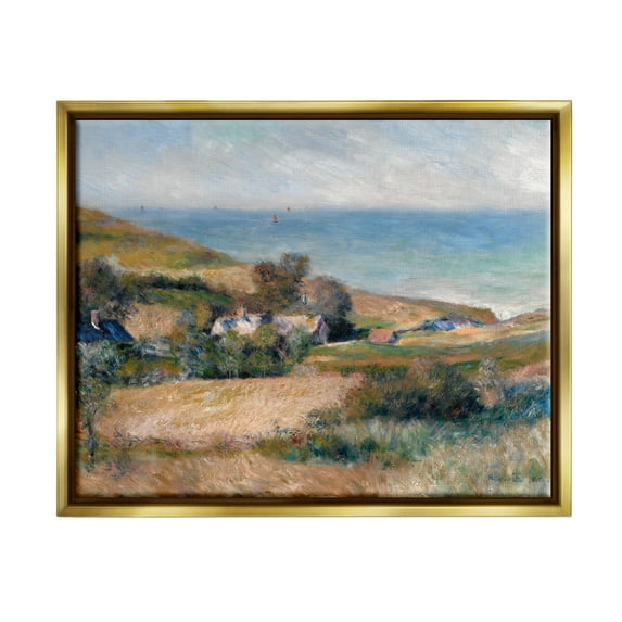 Stupell Industries Nautical Countryside Cottage Landscape Painting Gold Floater Framed Canvas Art Print Wall Art, 21 x 17