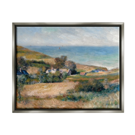 Stupell Industries Nautical Countryside Cottage Landscape Painting Gray Floater Framed Canvas Art Print Wall Art, 31 x 25