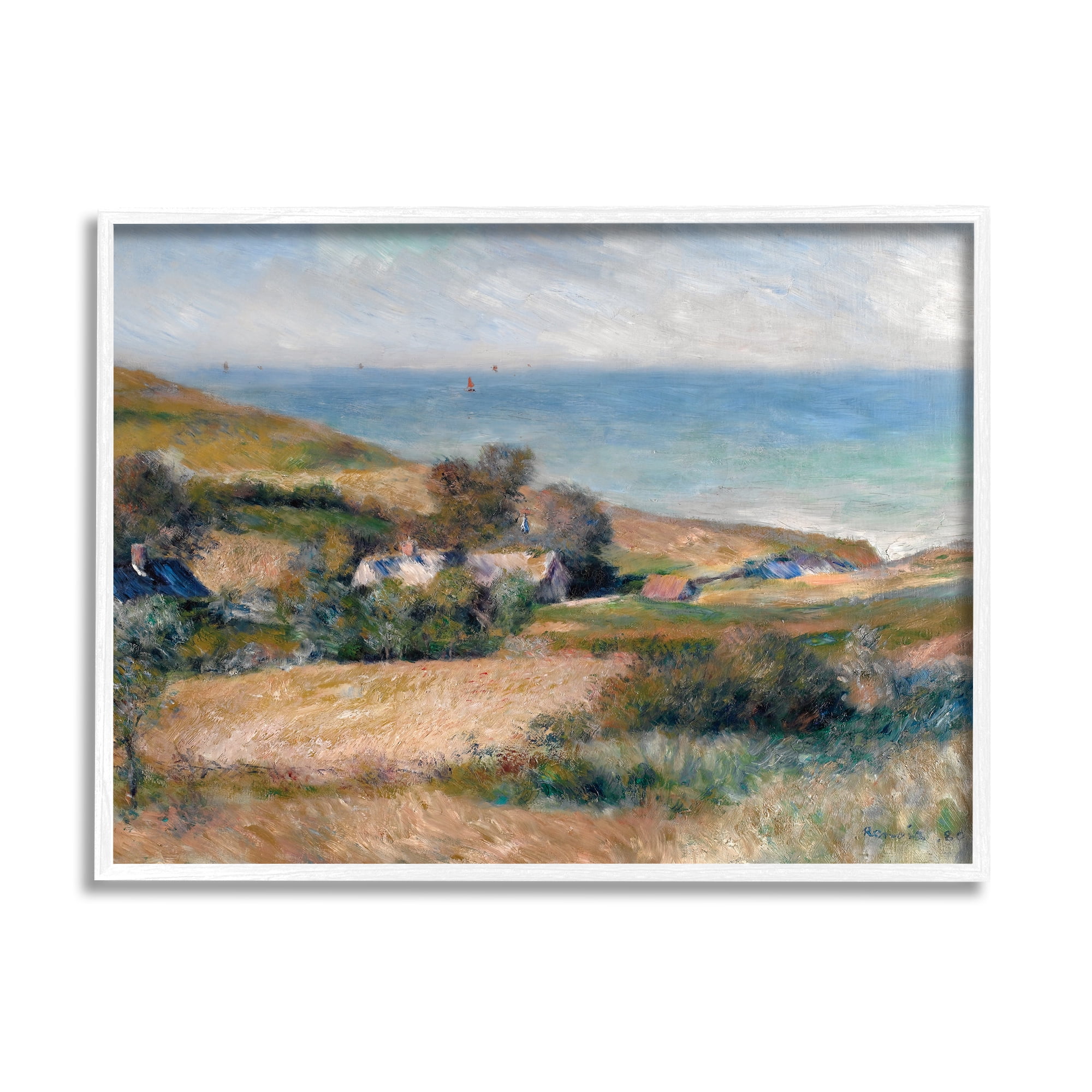 Stupell Industries Nautical Countryside Cottage Landscape Painting White Framed Art Print Wall Art, 30 x 24