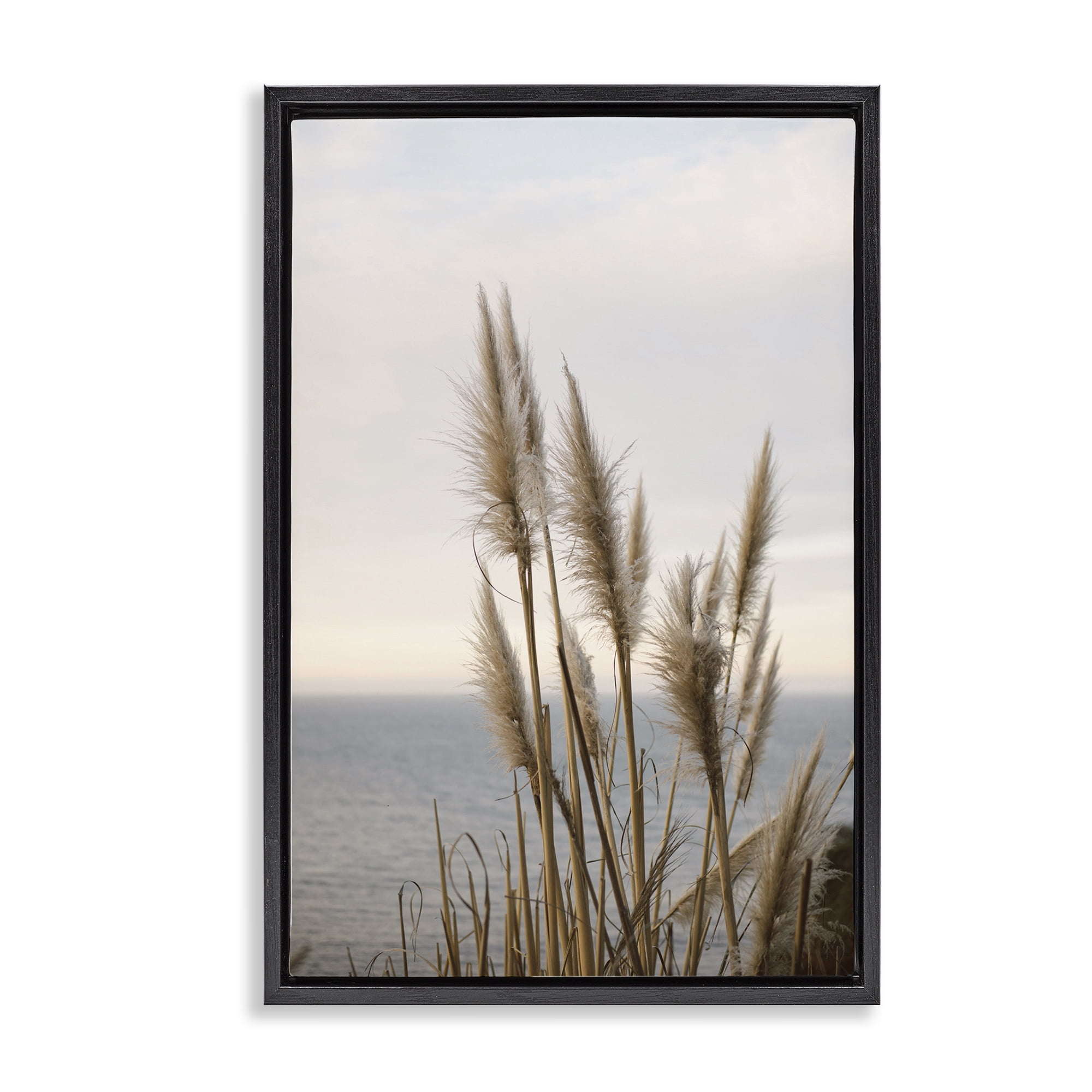 Stupell Industries Nautical Cove Grasses Nautical & Beach Photography Black Floater Framed Canvas Art Print Wall Art, 17 x 25