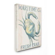 Stupell Industries Nautical Crab Maritime Seafood Sign Pastel Watercolor Canvas Wall Art Design by Danhui Nai, 16" x 20"