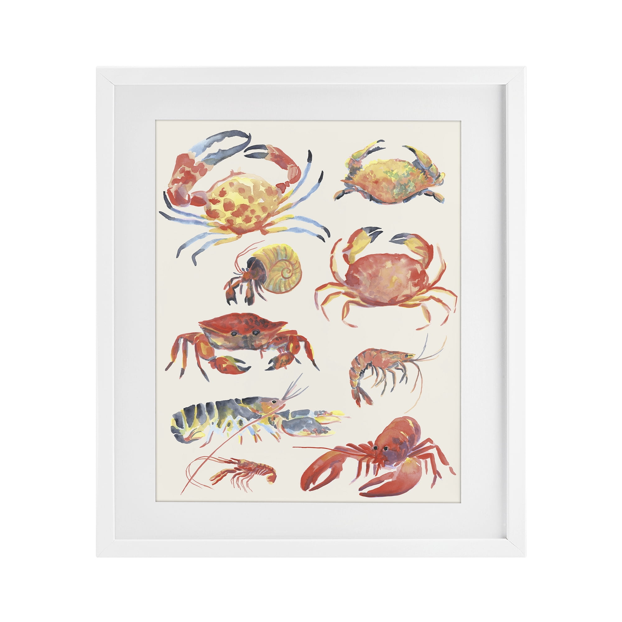 Stupell Industries Nautical Crustacean Collection White Framed Print Under Glass, design by June Erica Vess