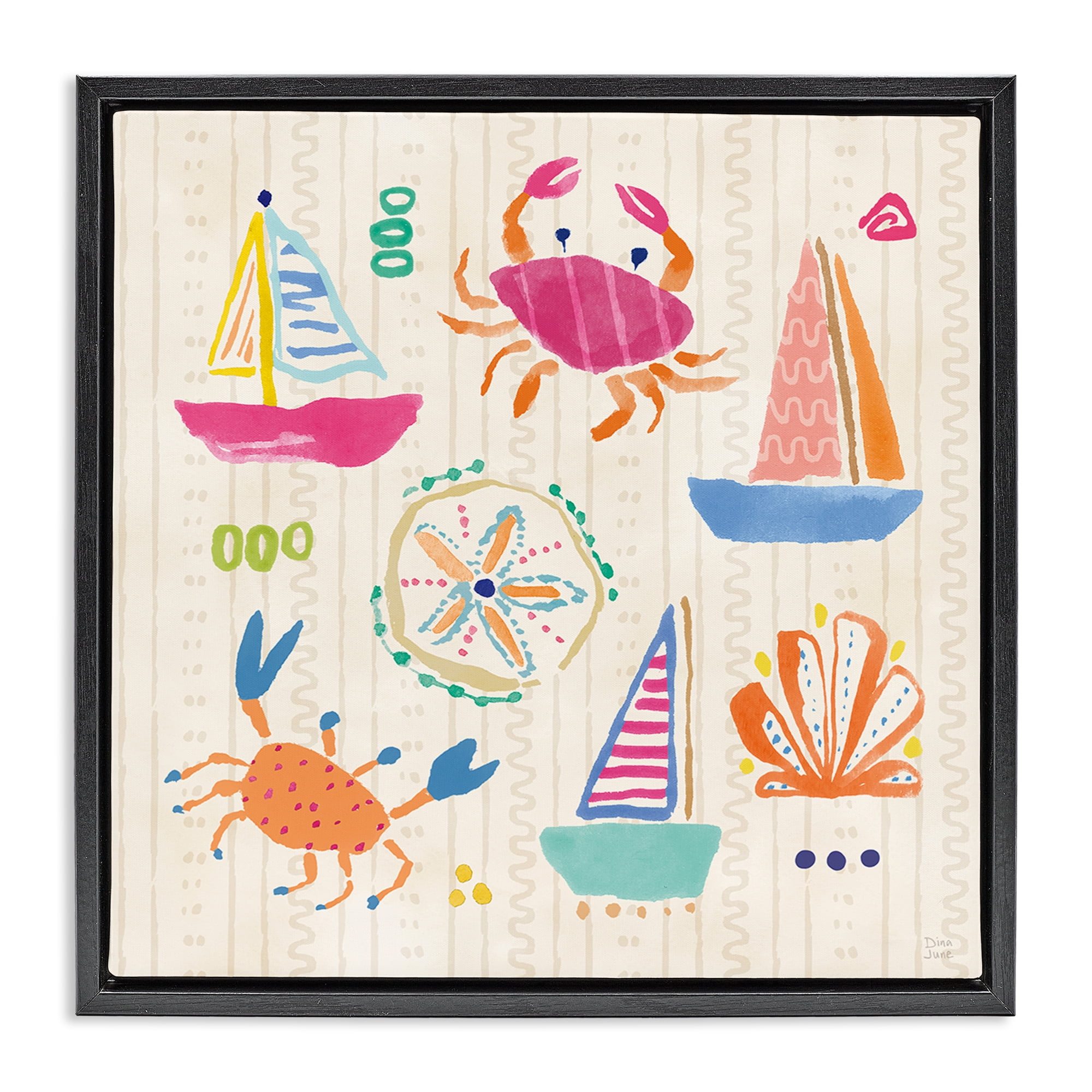 Stupell Industries Nautical Fine In The Sunshine Black Framed Floater Canvas Wall Art, design by Dina June