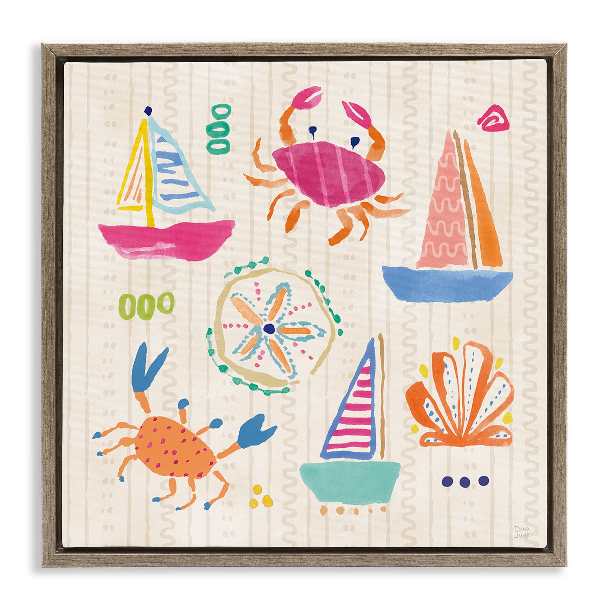 Stupell Industries Nautical Fine In The Sunshine Brown Framed Floater Canvas Wall Art, design by Dina June